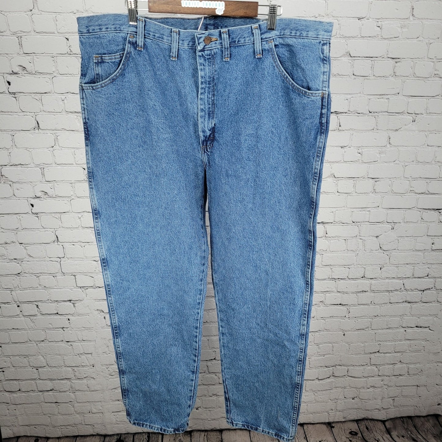 NWT Rustler By Wrangler Blue Heavyweight Denim Straight Leg Jeans Size (44x32)
