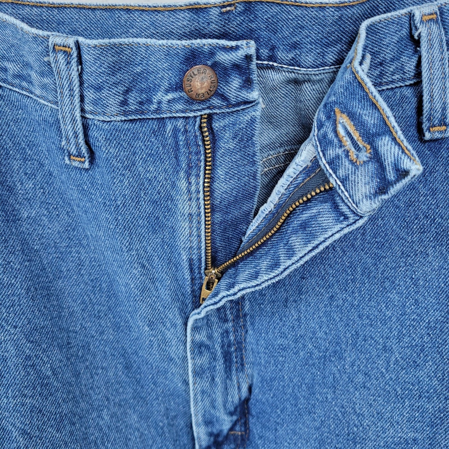 NWT Rustler By Wrangler Blue Heavyweight Denim Straight Leg Jeans Size (44x32)