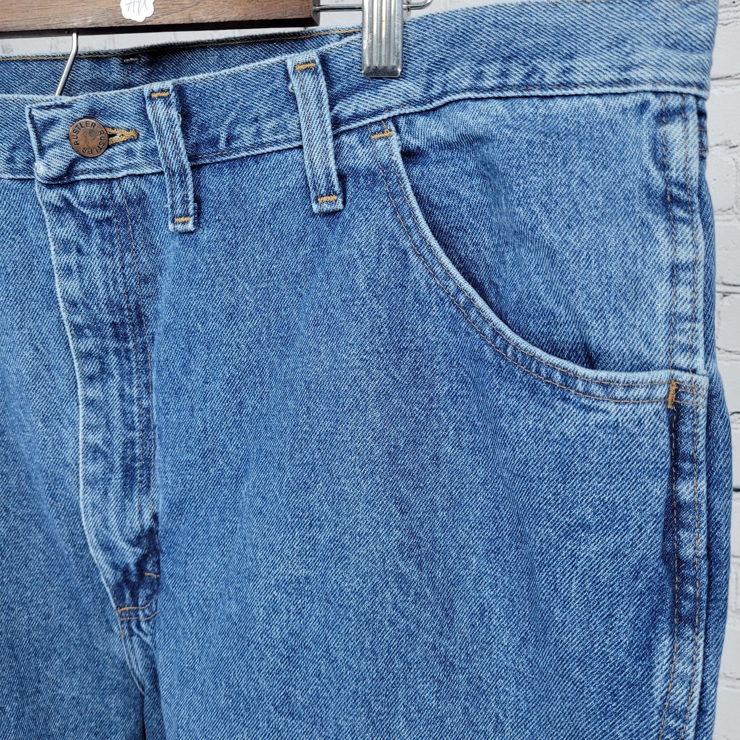 NWT Rustler By Wrangler Blue Heavyweight Denim Straight Leg Jeans Size (44x32)