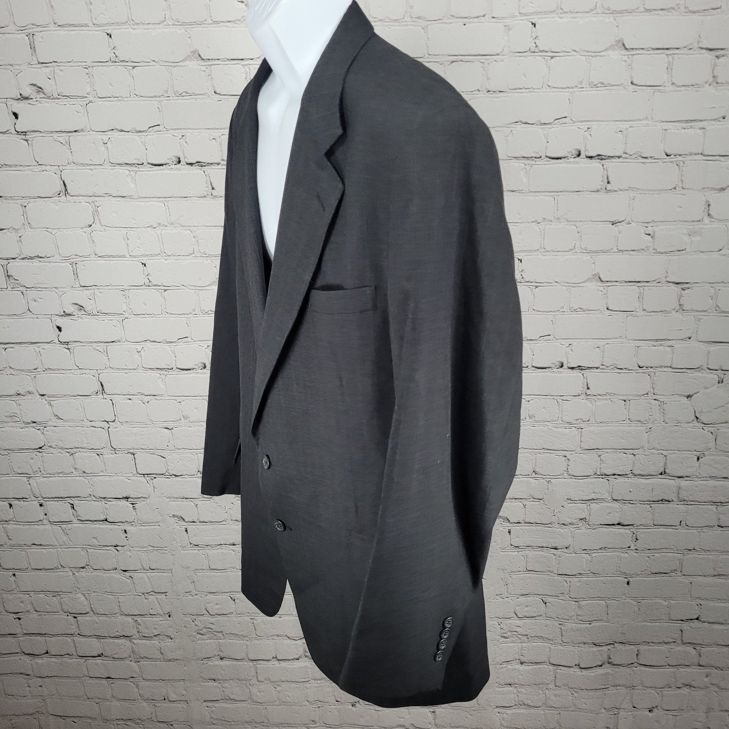 Jos A Bank Grey 100% Wool Pinstriped 2 Button Blazer Sport Coat Size 46L