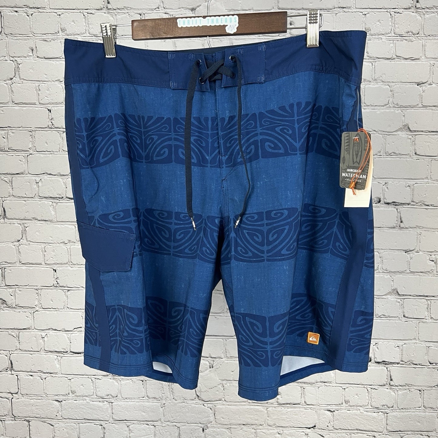 NWT Quiksilver Blue Waterman Collection Unlined Board Surf Swim Shorts Men’s 36