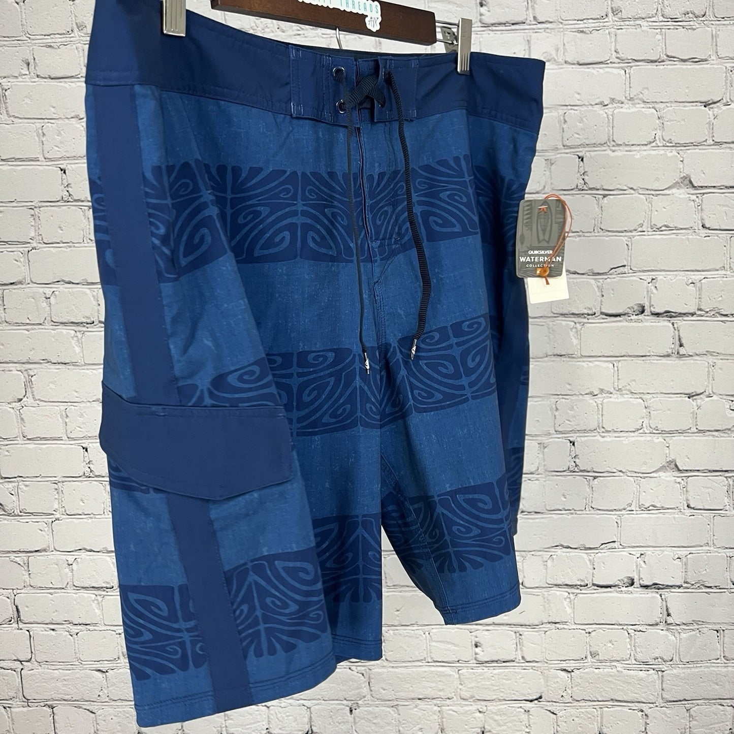 NWT Quiksilver Blue Waterman Collection Unlined Board Surf Swim Shorts Men’s 36