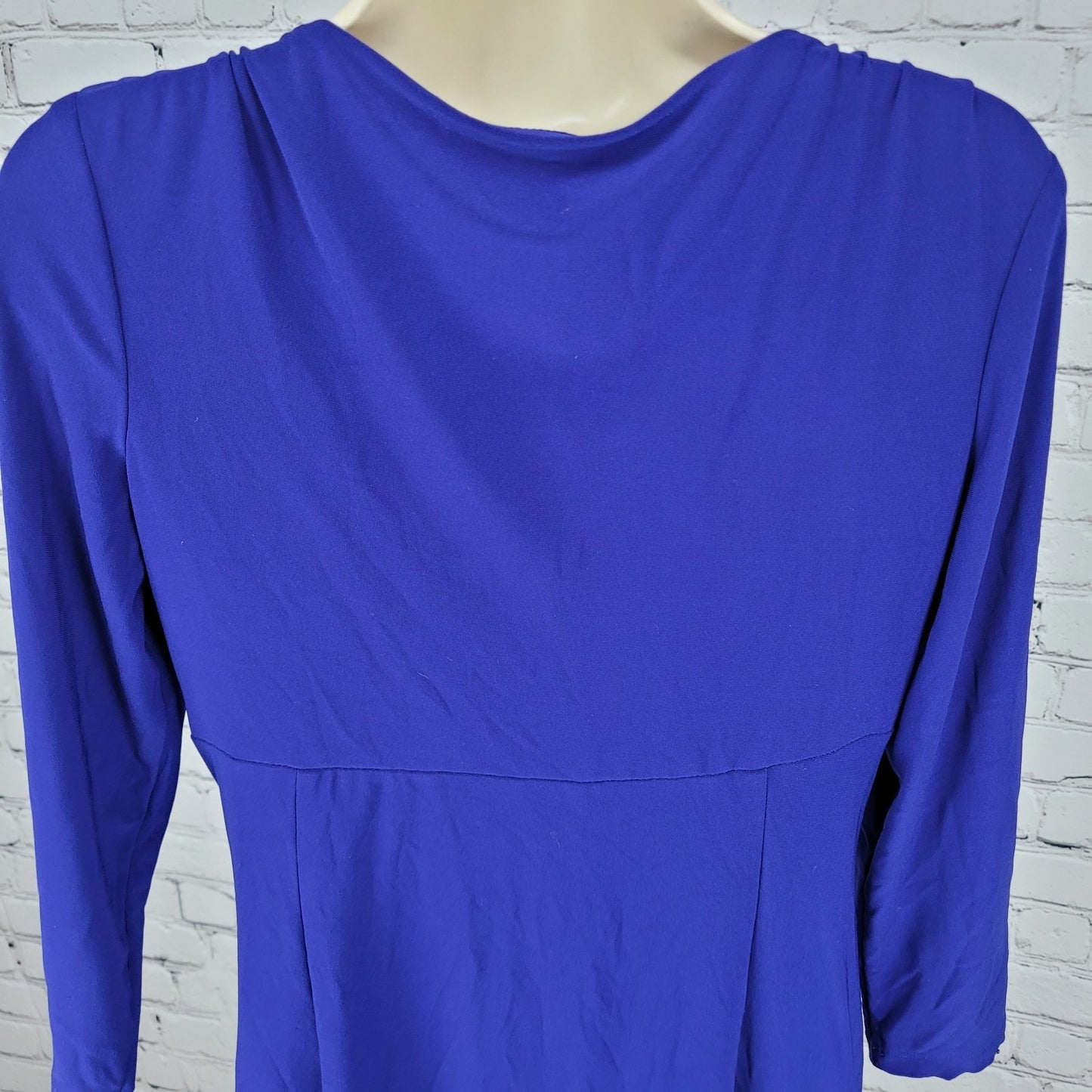 Lauren Ralph Lauren Royal Blue Ruched Plunge 3/4 Sleeve Dress Size 8P