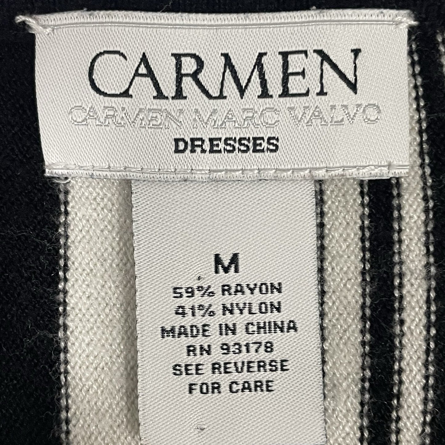 Carmen Marc Volvo Black & White Striped Knit Sleeveless Shift Dress Size Medium