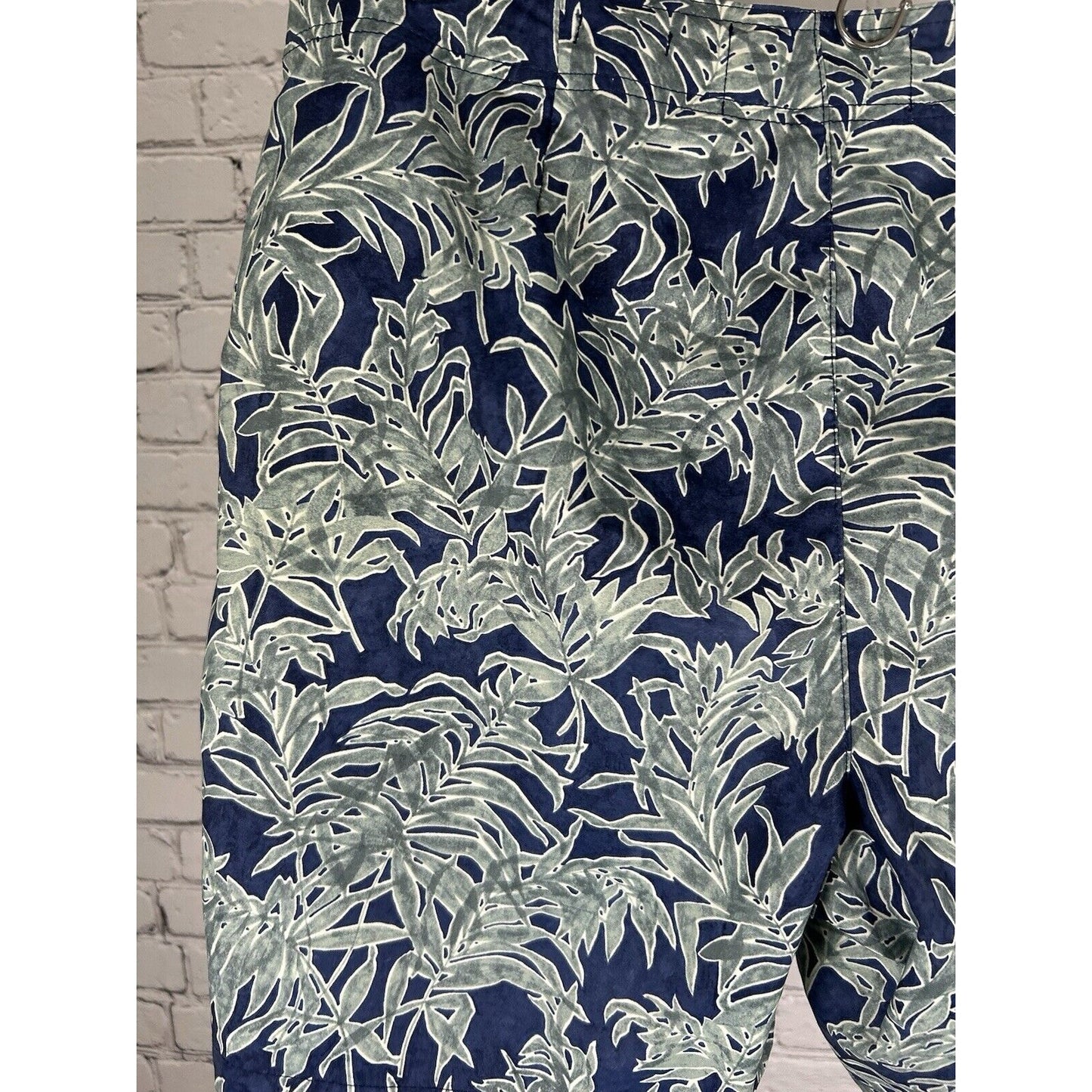 Abercrombie & Fitch Green Blue Leaf Mesh Lined Swim Trunks Stretch 32 (32 x 6.5)