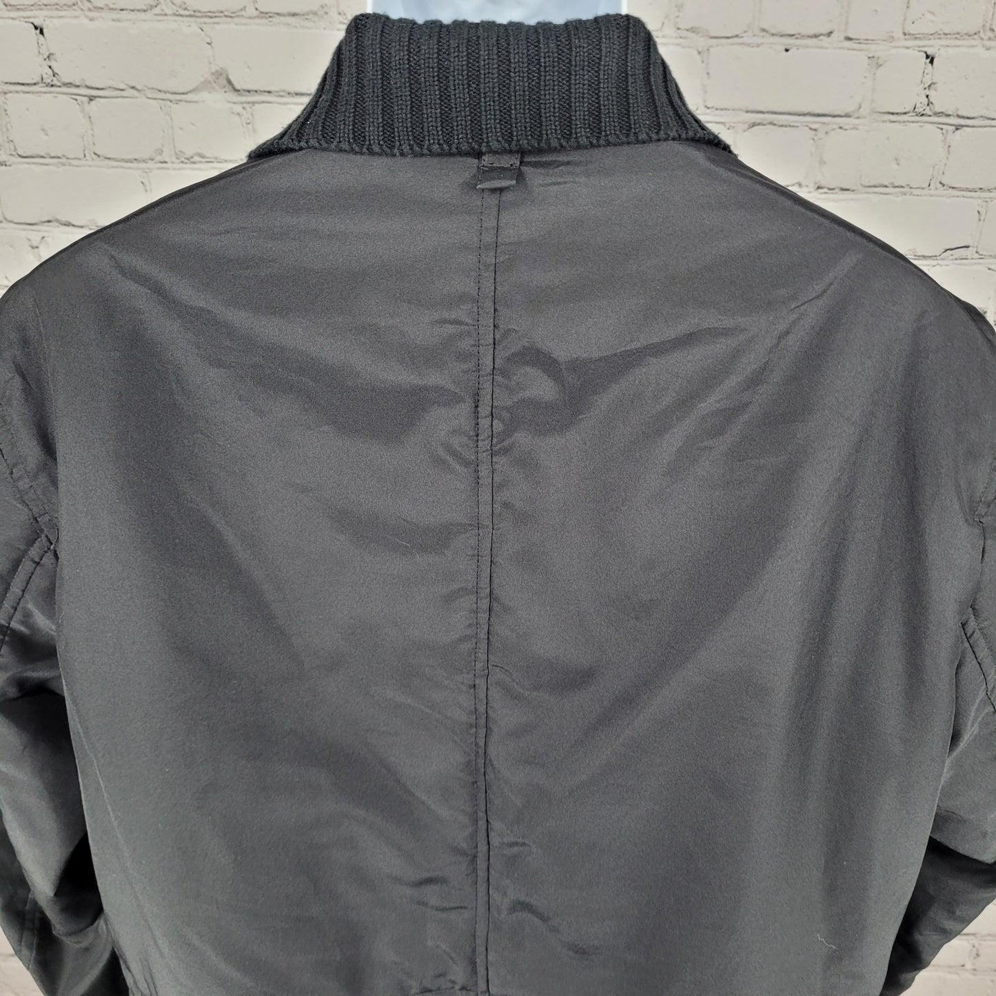 Zara Man Black Full Zip Knit Collar Lightweight Zip Pockets Jacket Size Large L