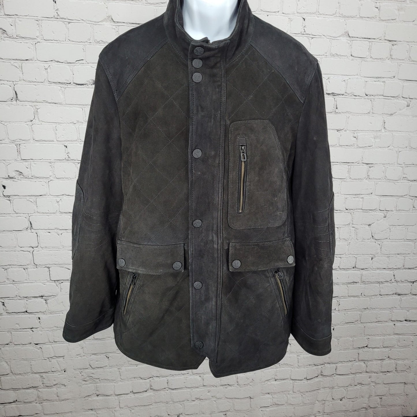 Robert Graham Black Genuine Lamb Suede Leather Classic Fit Heavy Jacket Size XL