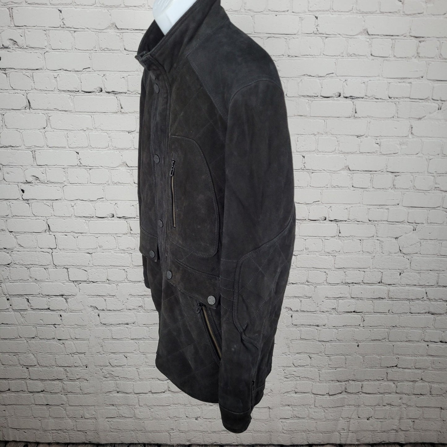 Robert Graham Black Genuine Lamb Suede Leather Classic Fit Heavy Jacket Size XL