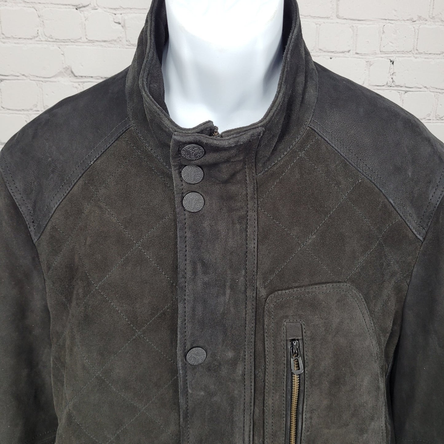 Robert Graham Black Genuine Lamb Suede Leather Classic Fit Heavy Jacket Size XL