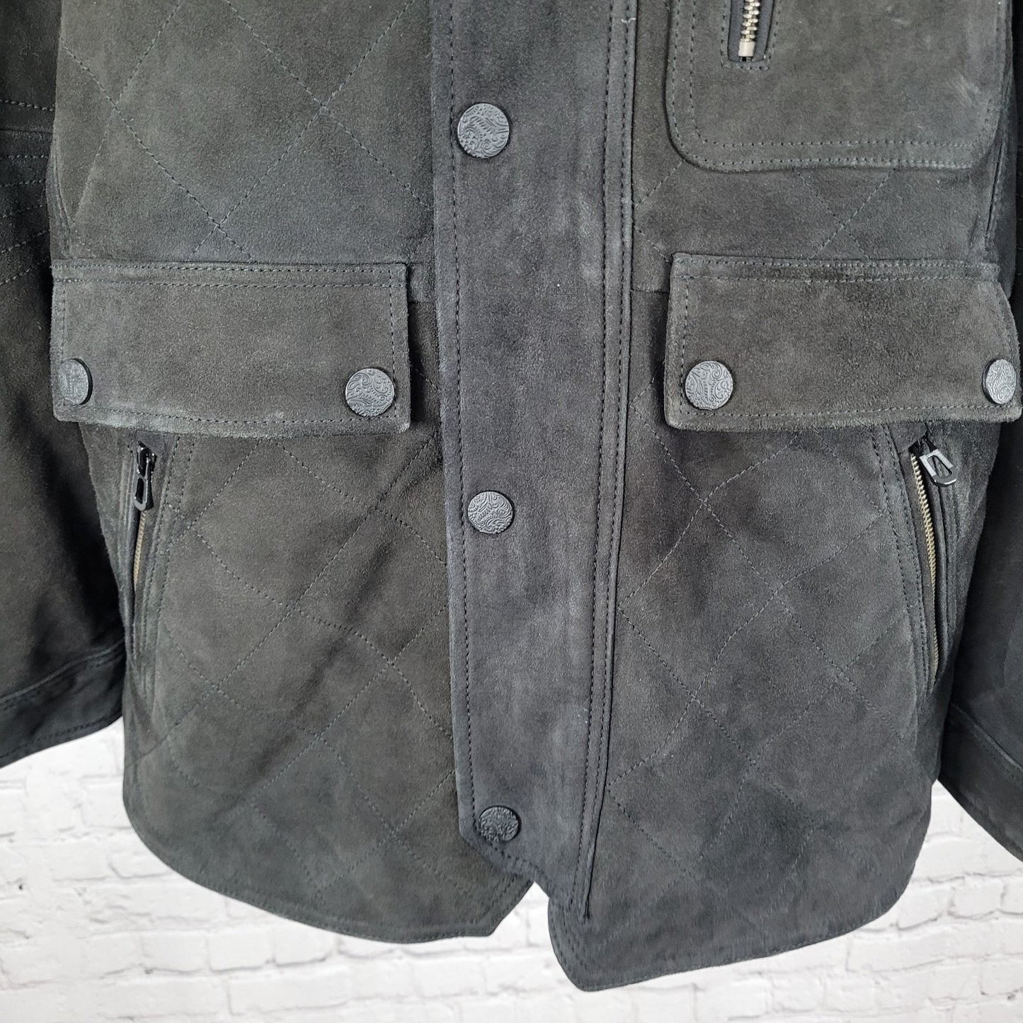 Robert Graham Black Genuine Lamb Suede Leather Classic Fit Heavy Jacket Size XL
