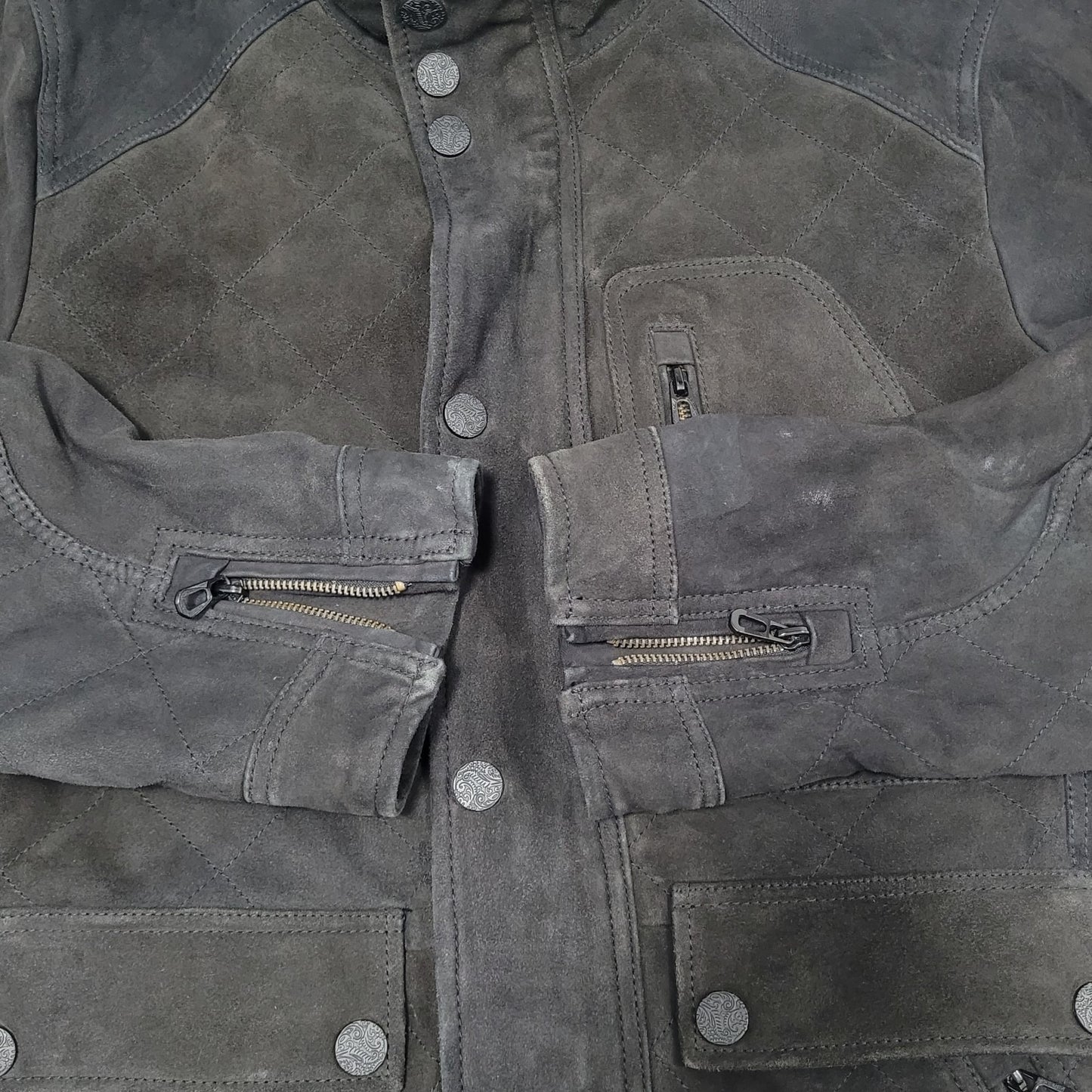 Robert Graham Black Genuine Lamb Suede Leather Classic Fit Heavy Jacket Size XL