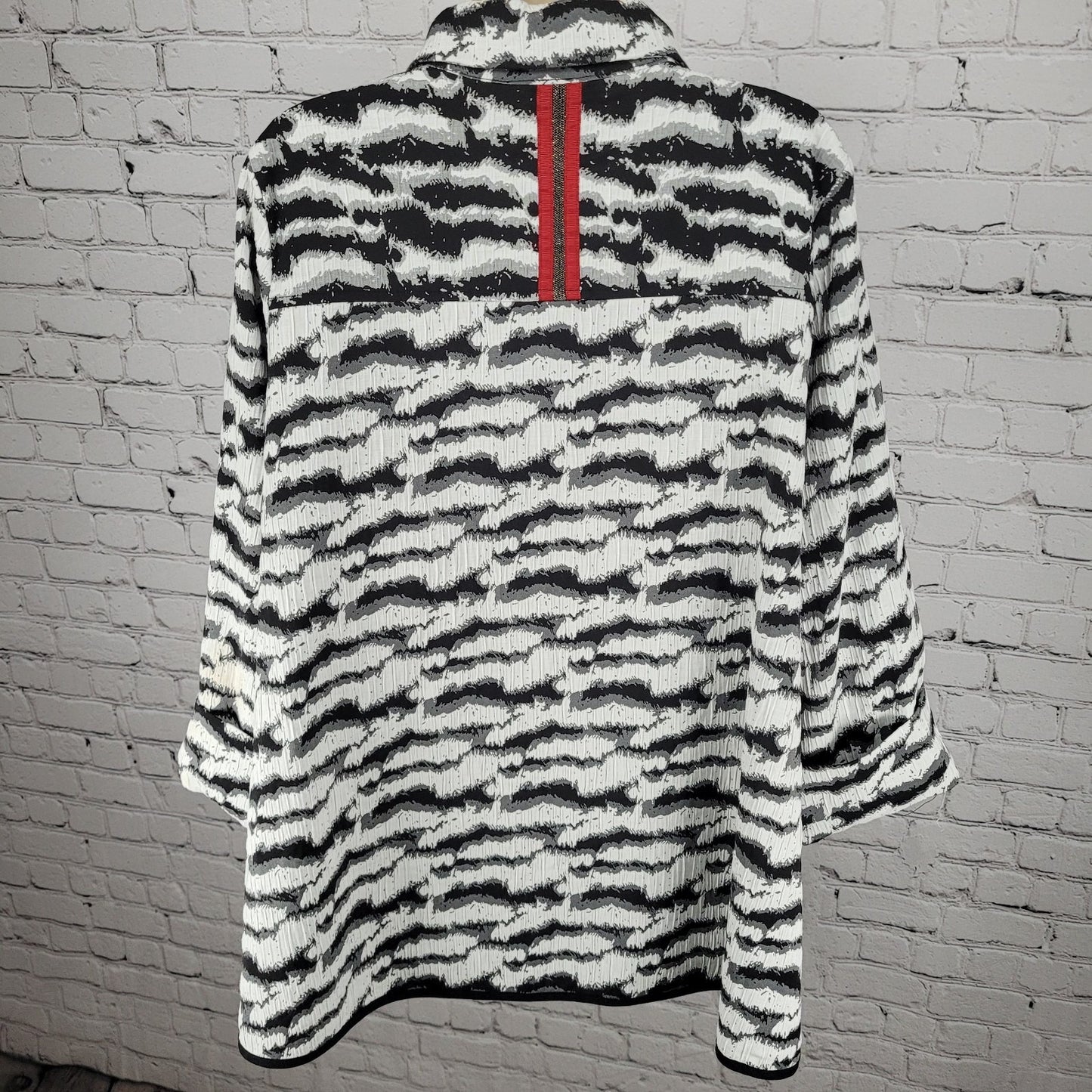 Ic By Connie K Grey Zebra Full Zip Collared Lightweight Jacket USA Made Size XL
