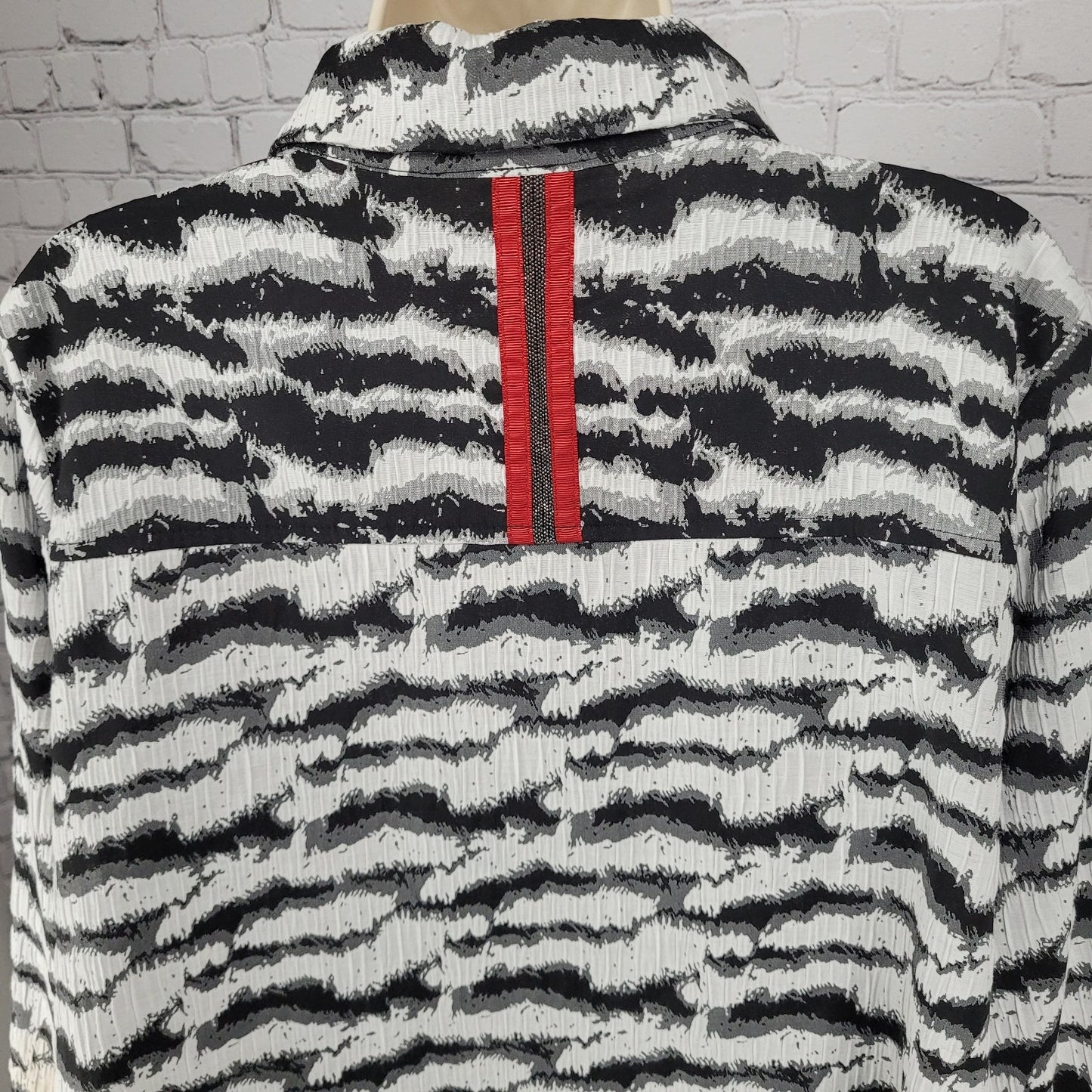 Ic By Connie K Grey Zebra Full Zip Collared Lightweight Jacket USA Made Size XL