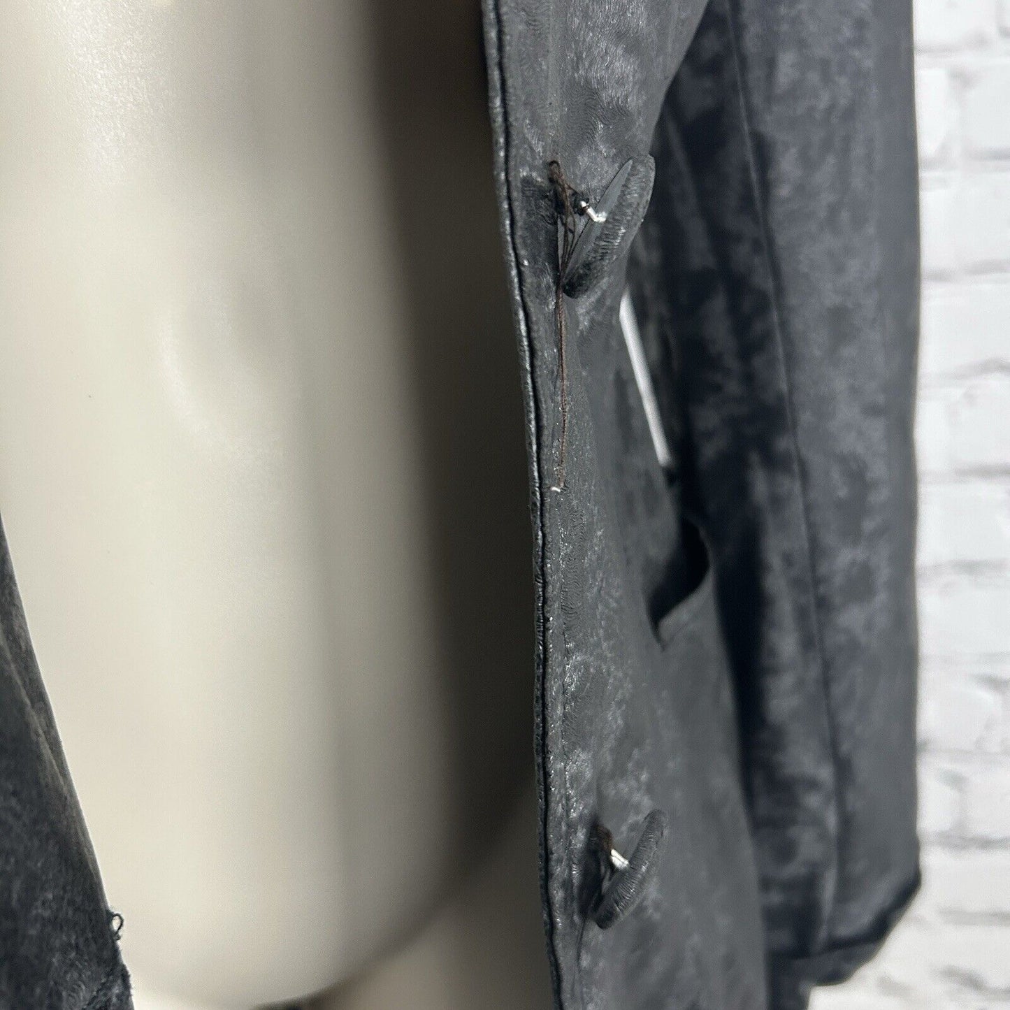 VTG Serious Black Faux Leather 100% Man Made Lined Coat USA Women’s Size Medium