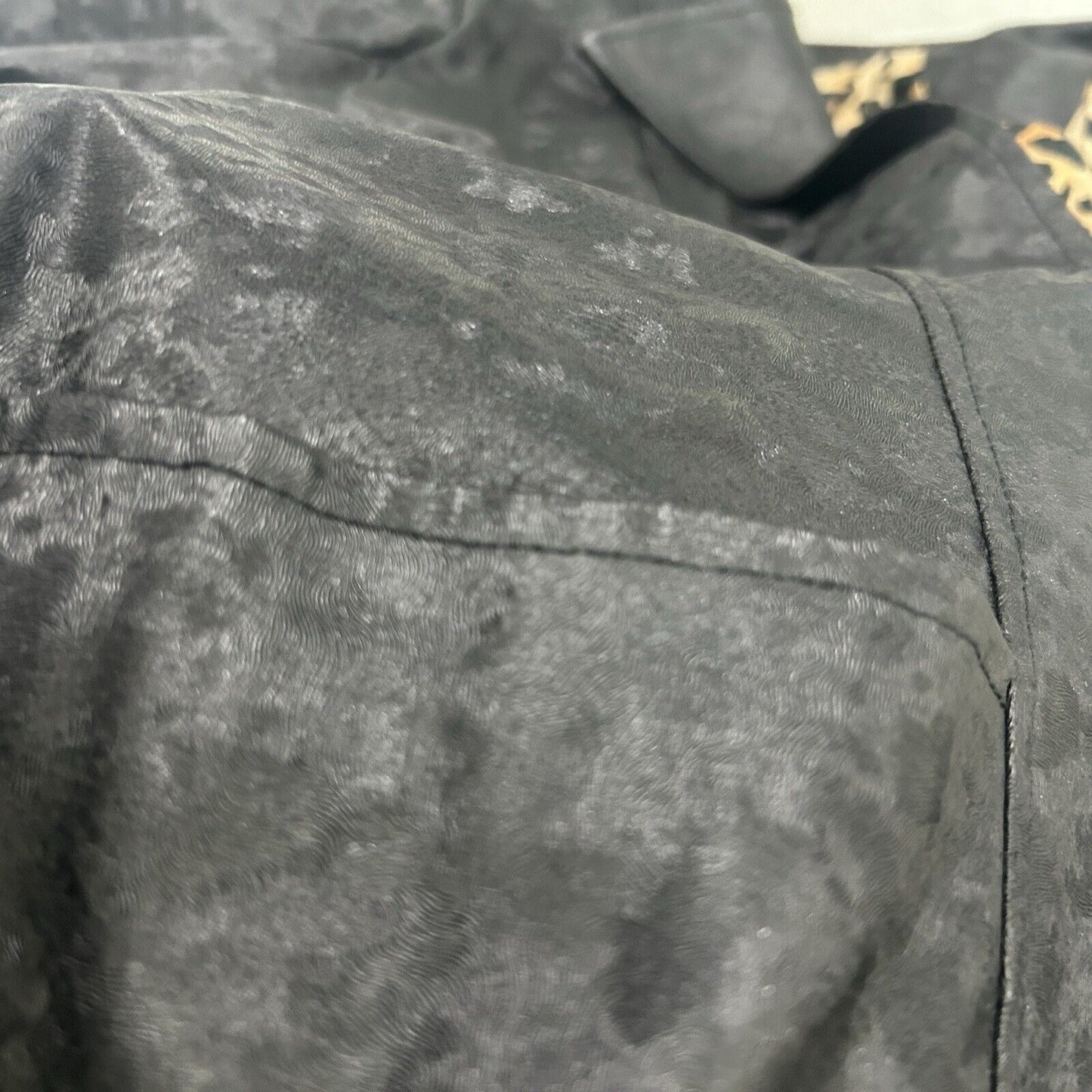VTG Serious Black Faux Leather 100% Man Made Lined Coat USA Women’s Size Medium