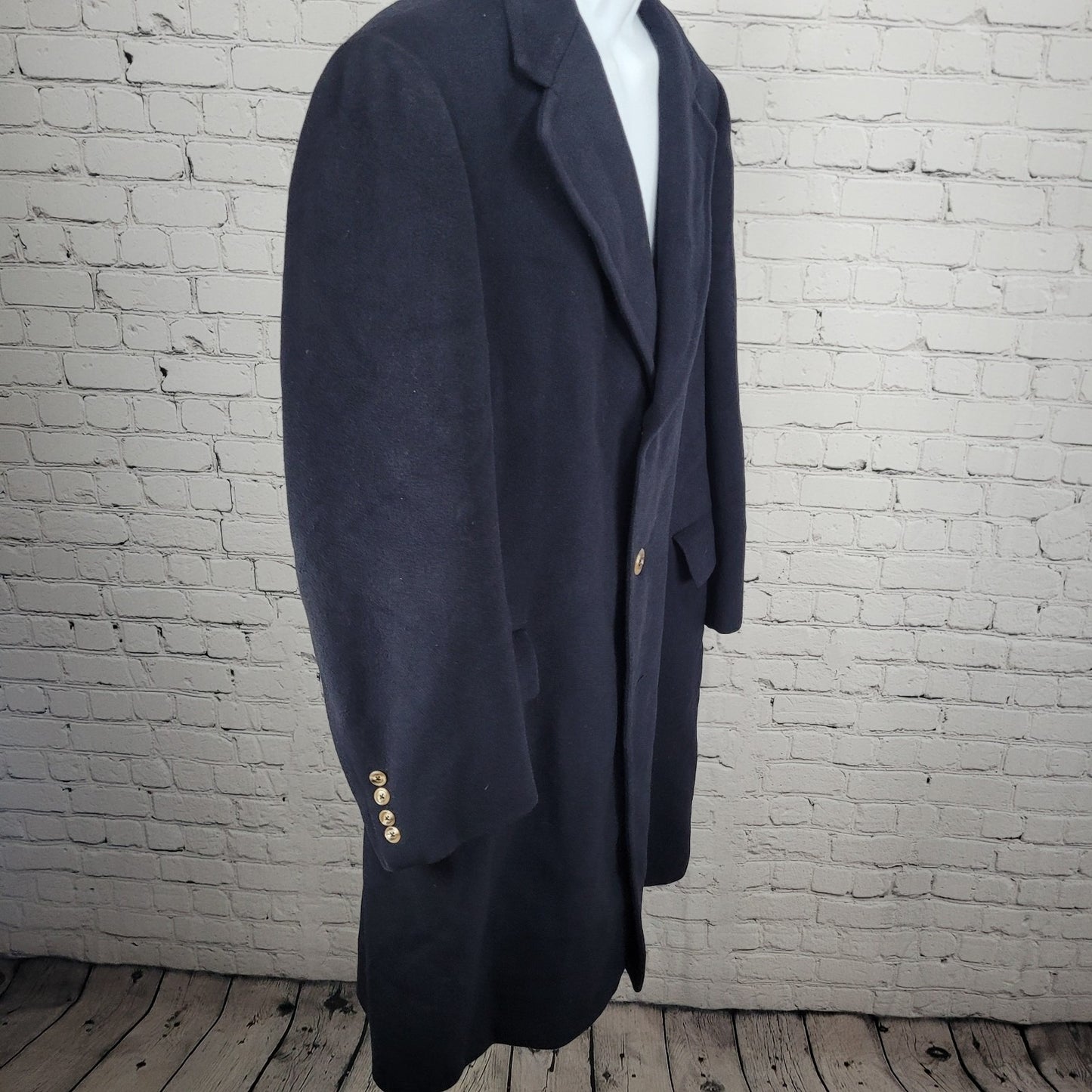 VTG Nino Cerruti Society Brand Navy 100% Cashmere Button Lined Over Coat USA XL