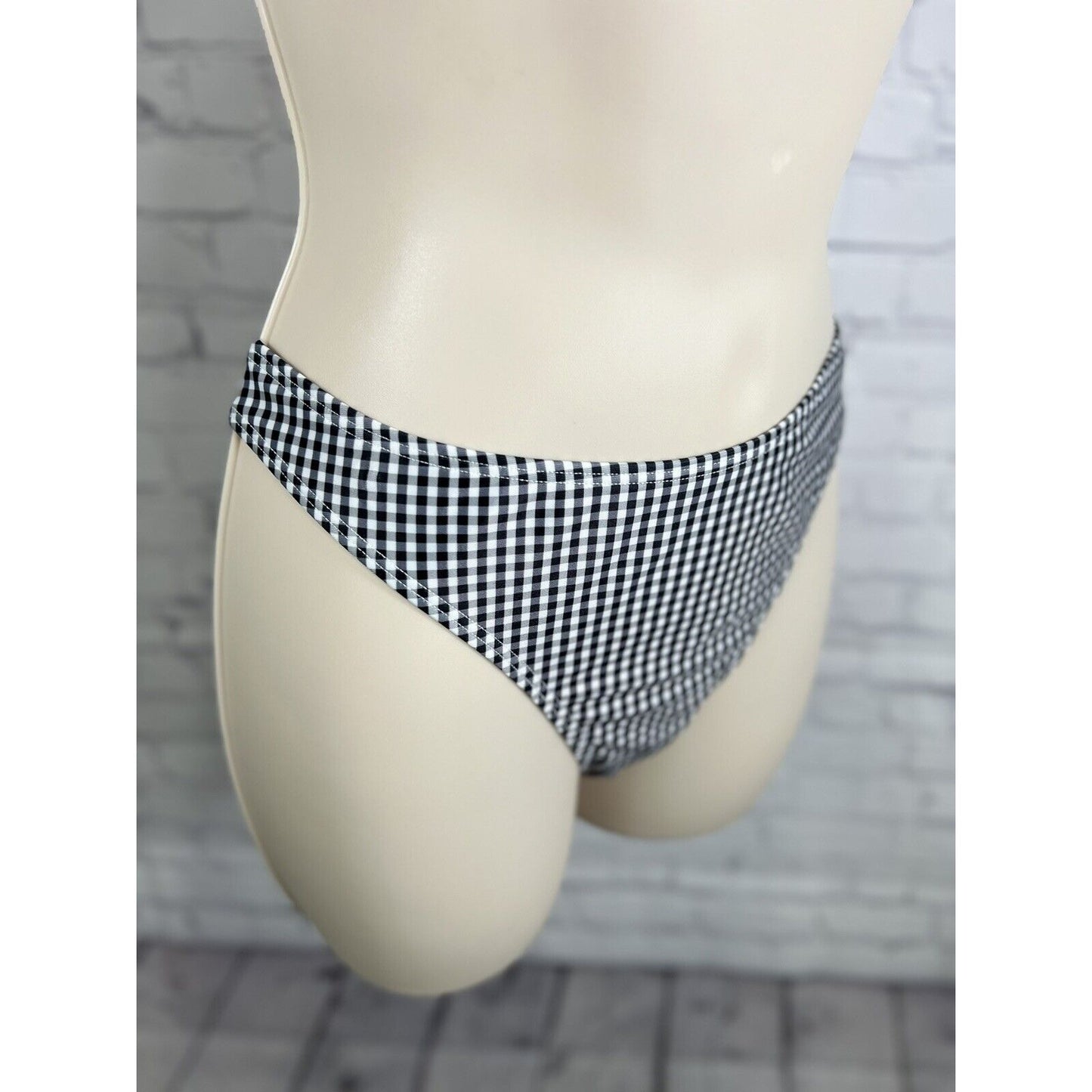 NWT Ardene Swim Black White Buffalo Check Bikini Swimsuit Bottoms Size Medium