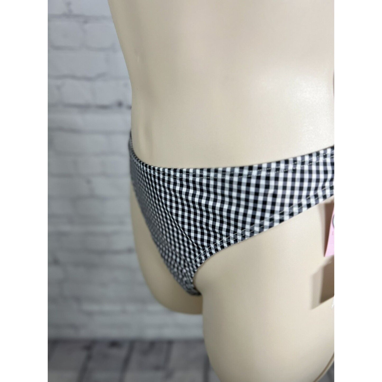 NWT Ardene Swim Black White Buffalo Check Bikini Swimsuit Bottoms Size Medium