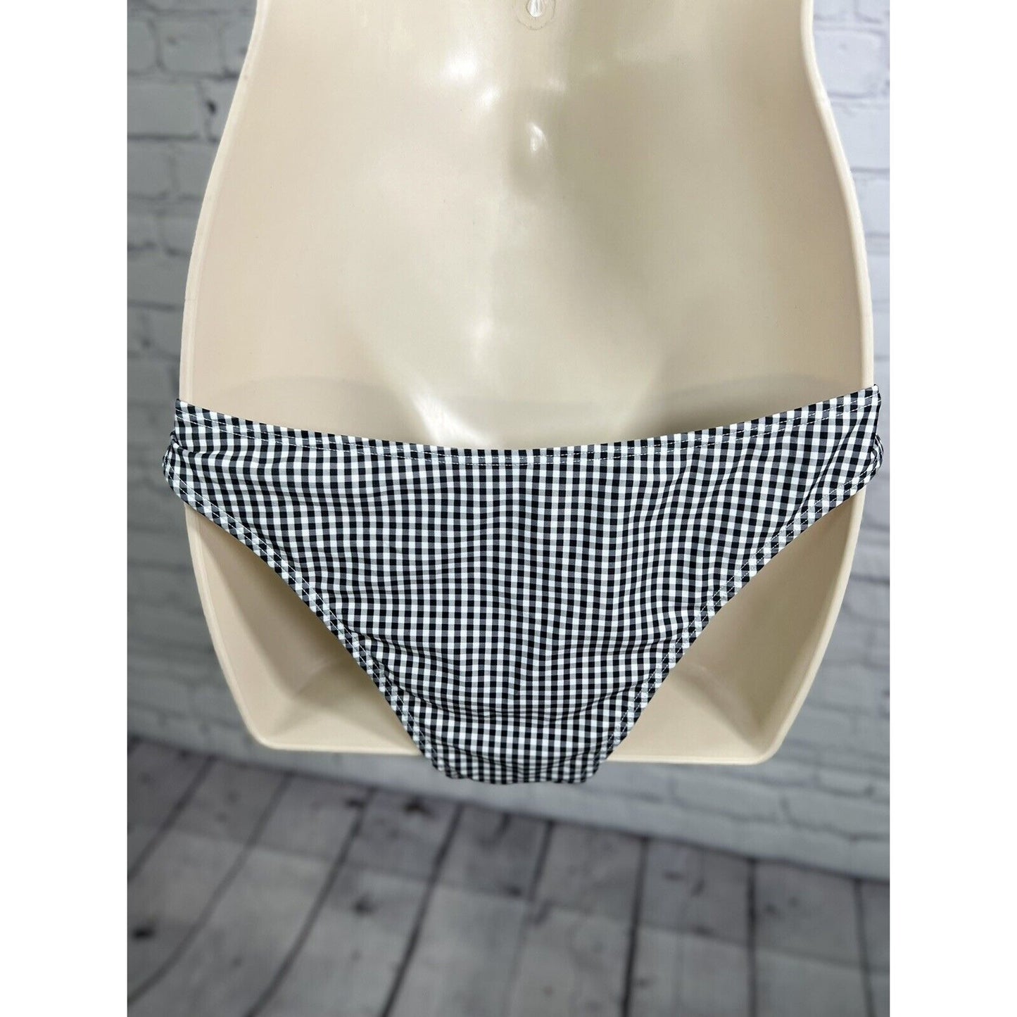 NWT Ardene Swim Black White Buffalo Check Bikini Swimsuit Bottoms Size Medium