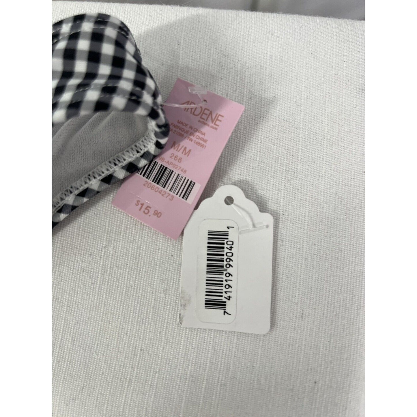 NWT Ardene Swim Black White Buffalo Check Bikini Swimsuit Bottoms Size Medium