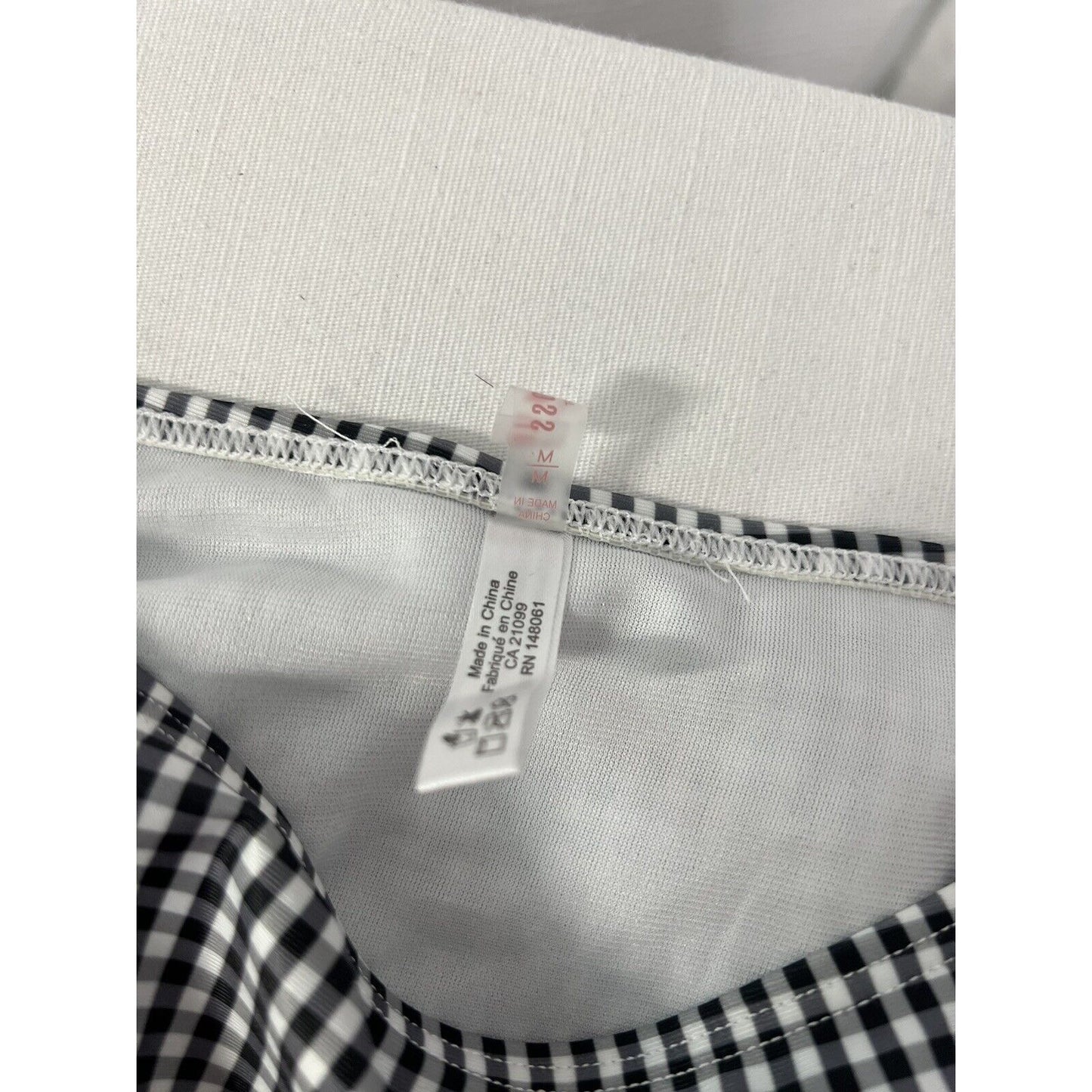 NWT Ardene Swim Black White Buffalo Check Bikini Swimsuit Bottoms Size Medium