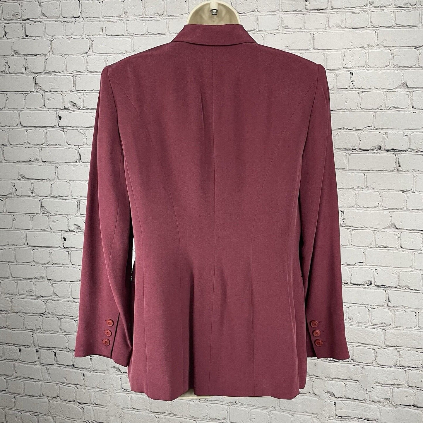 Due Per Due Purple 100% Silk Lightweight Lined Padded Pockets Chic Blazer Size 6