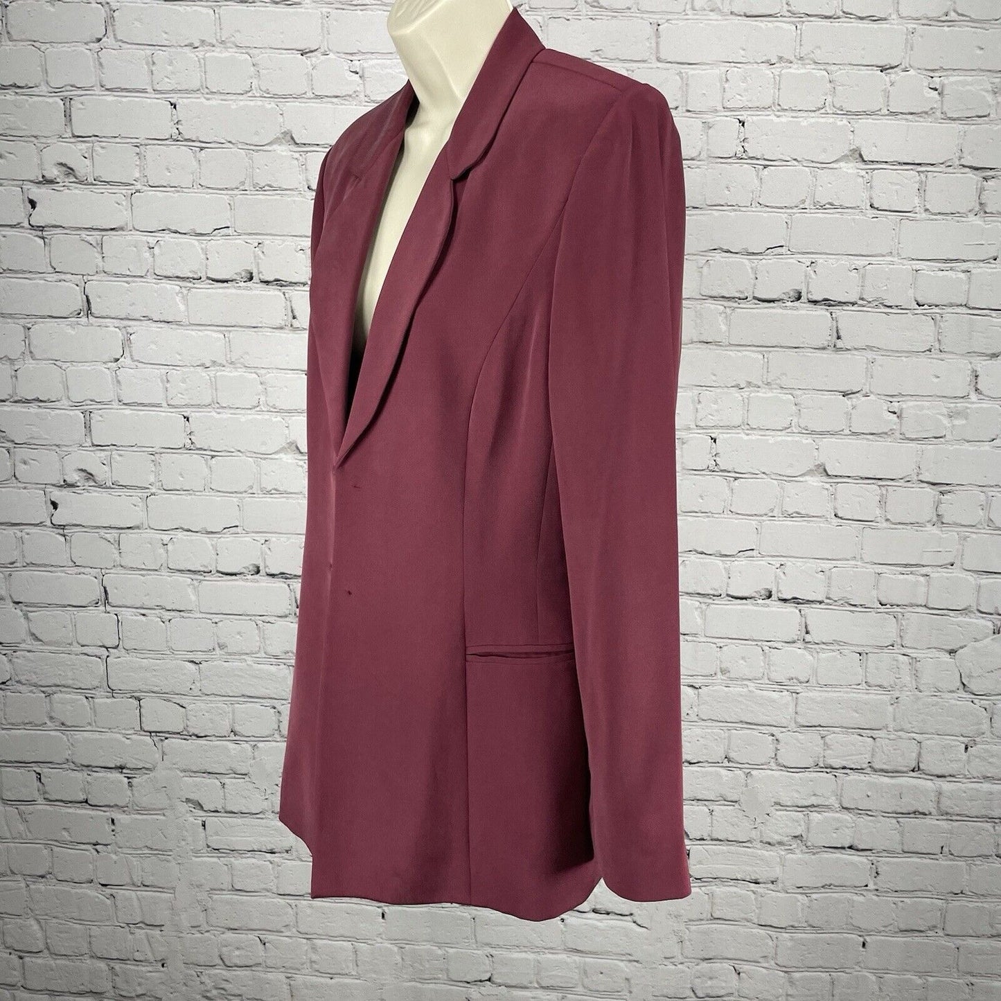 Due Per Due Purple 100% Silk Lightweight Lined Padded Pockets Chic Blazer Size 6