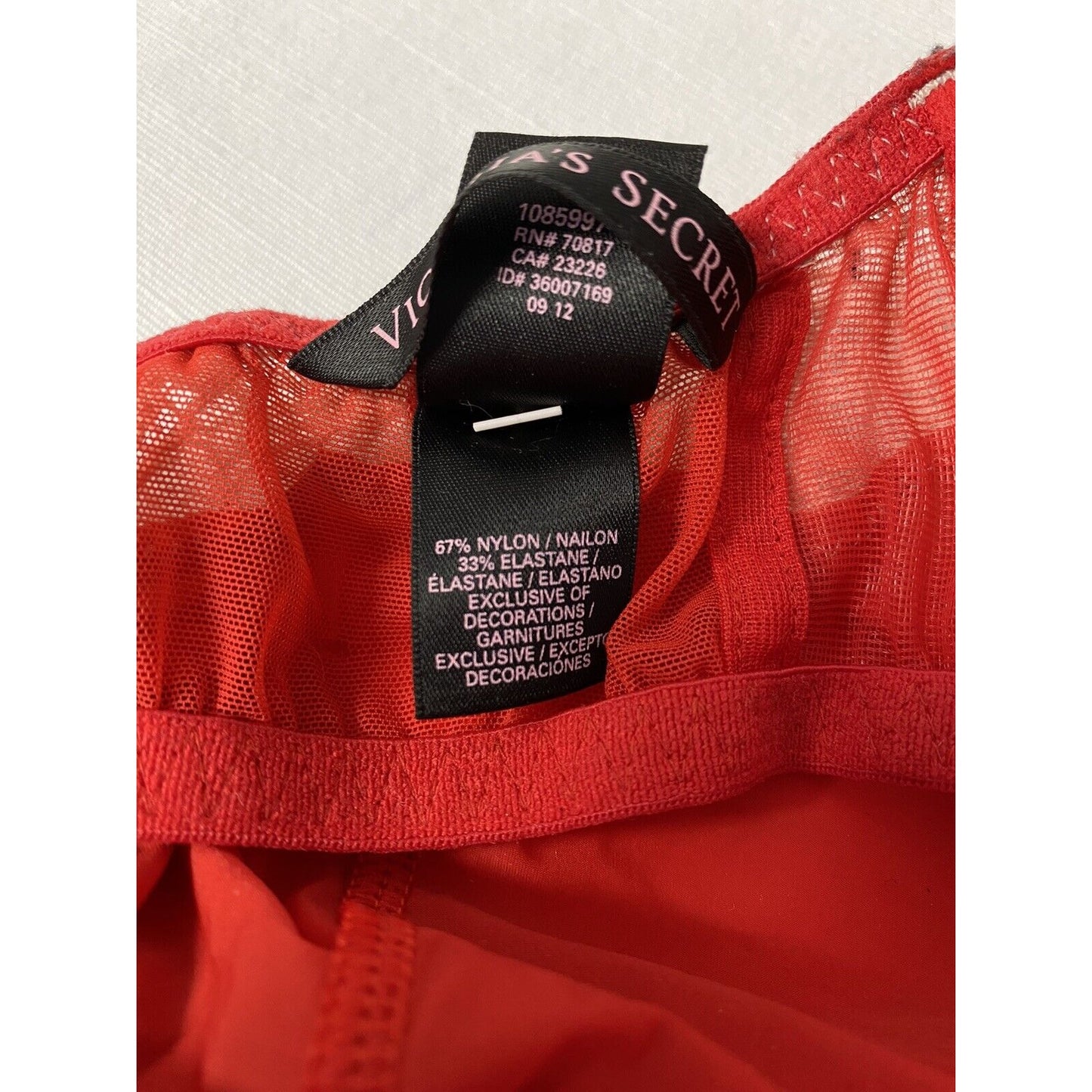 Victoria’s Secret Red Padded Babydoll Nightie Lace Rhinestones 34B