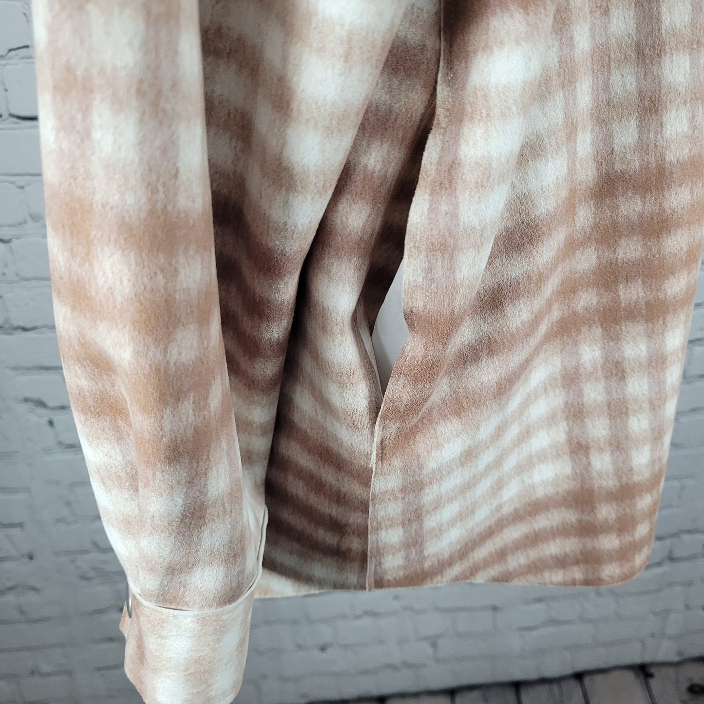 Zara Tan Check Oversized Boxy Snap Up Shacket Lightweight Jacket Size Medium M