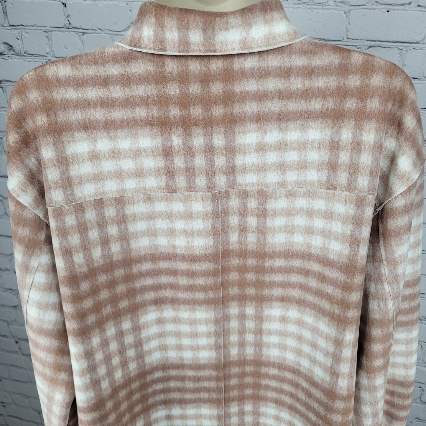 Zara Tan Check Oversized Boxy Snap Up Shacket Lightweight Jacket Size Medium M