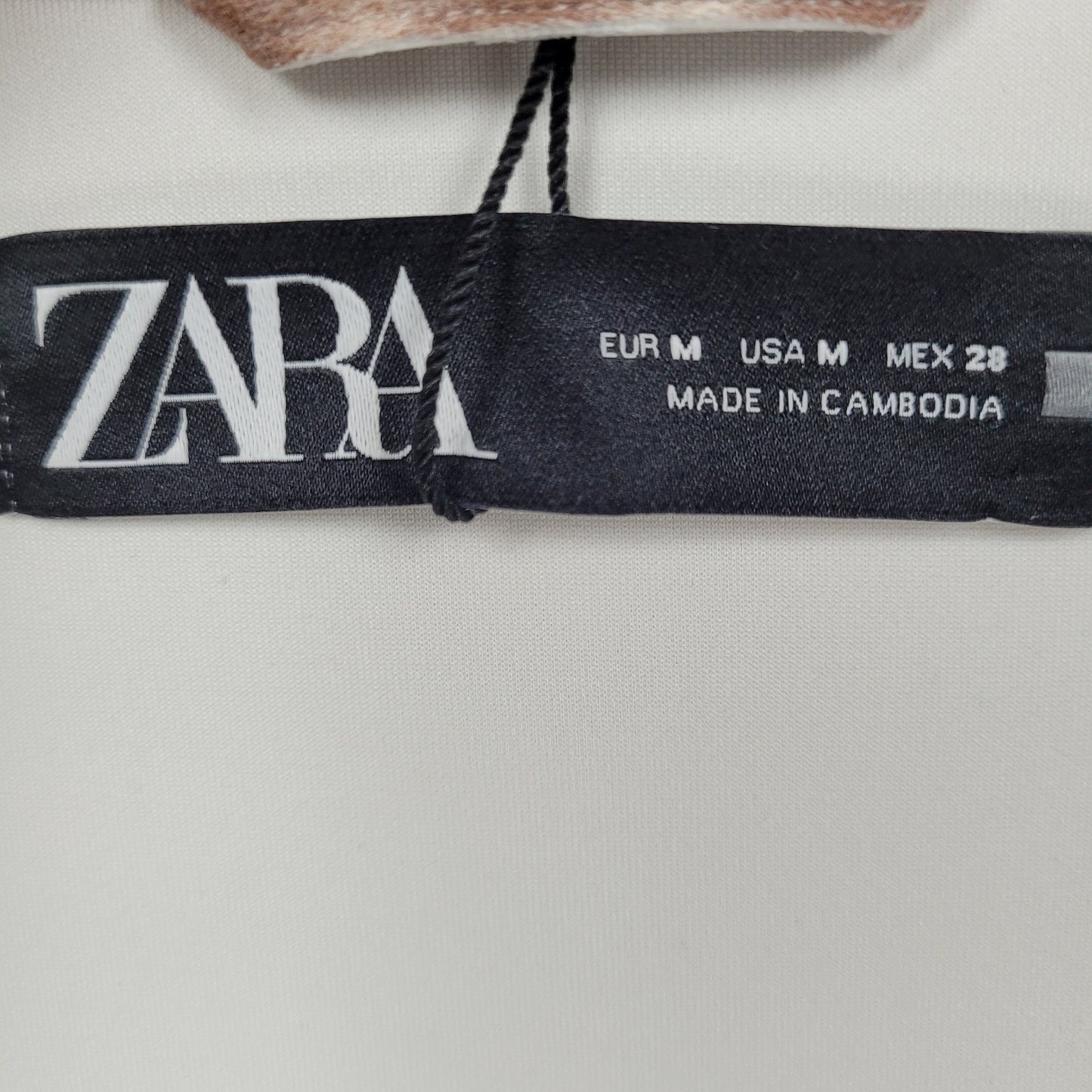 Zara Tan Check Oversized Boxy Snap Up Shacket Lightweight Jacket Size Medium M