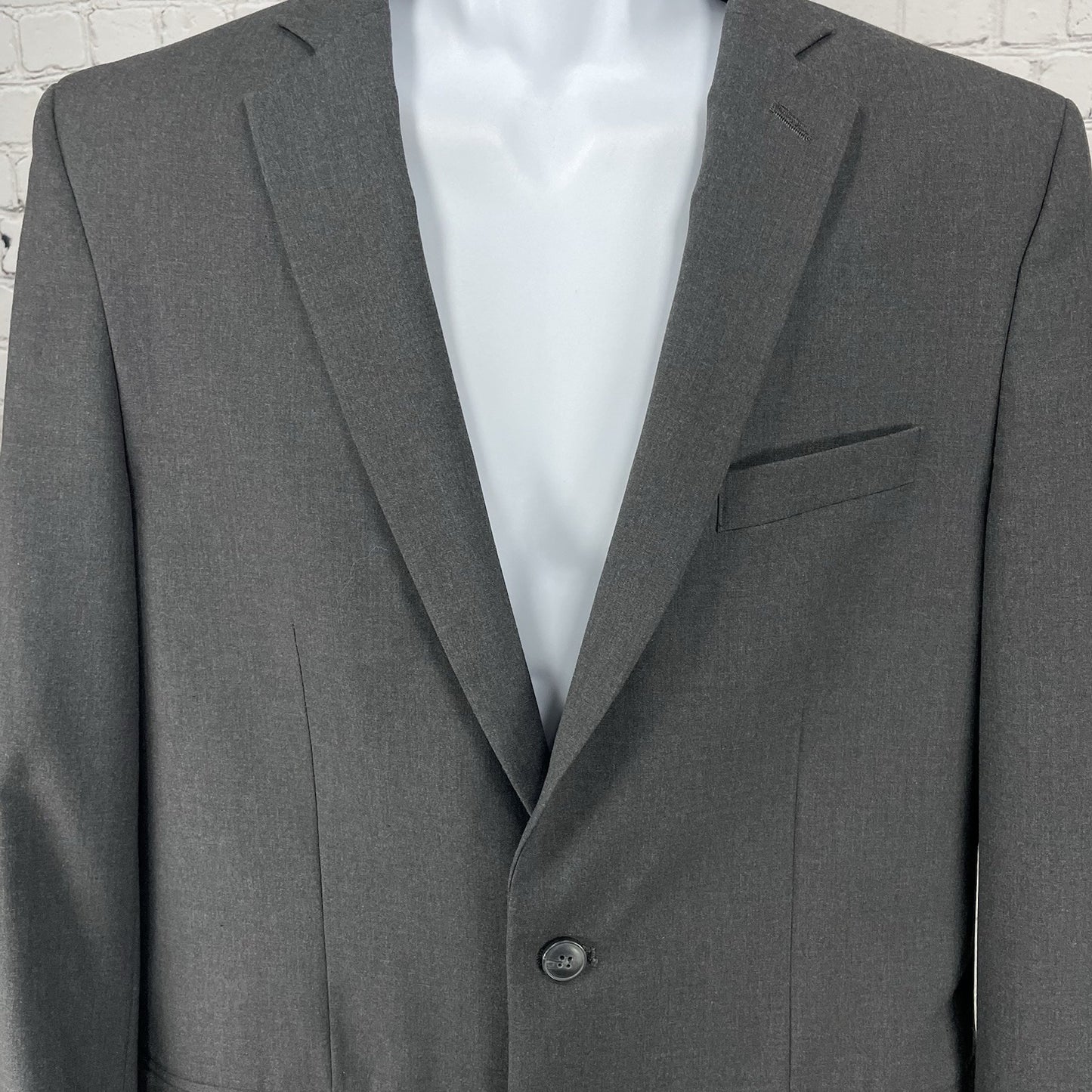 Haggar Grey 2 Button Vented Notch Stretch Classic Blazer Sport Coat Size 40L