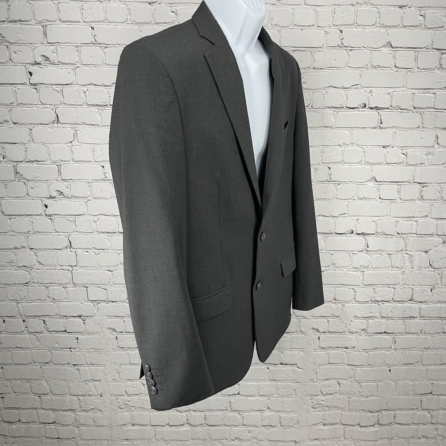 Haggar Grey 2 Button Vented Notch Stretch Classic Blazer Sport Coat Size 40L