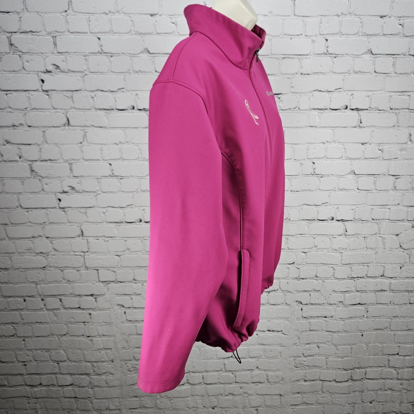 Columbia Pink Breast Cancer Logo Fleece Lined Full Zip Soft Shell Rain Jacket 1X