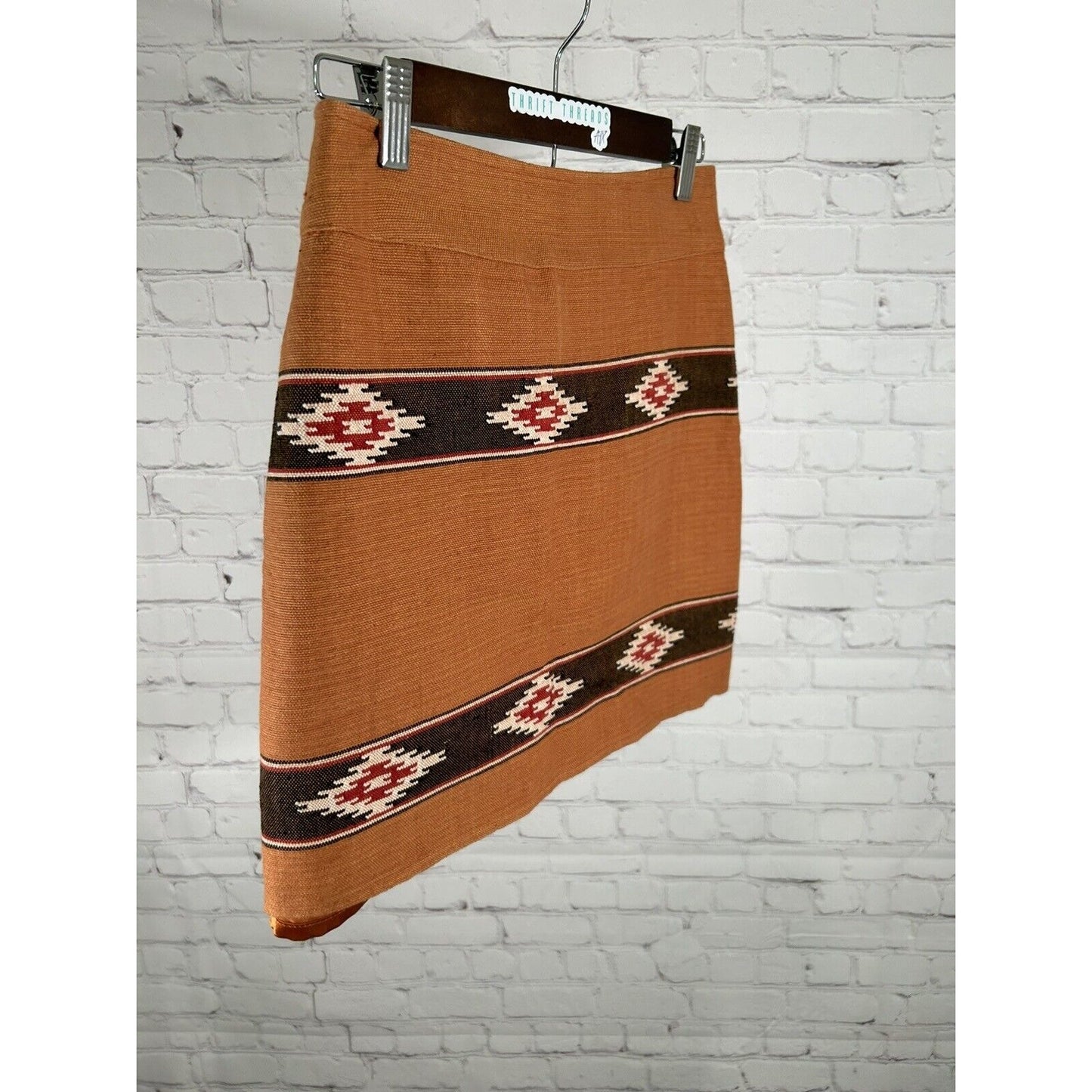 Pearl Southern Couture Burnt Orange Woven The Navajo Skirt A66 Pencil Skirt S