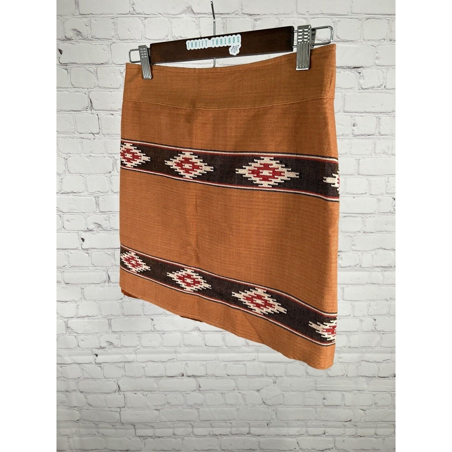 Pearl Southern Couture Burnt Orange Woven The Navajo Skirt A66 Pencil Skirt S