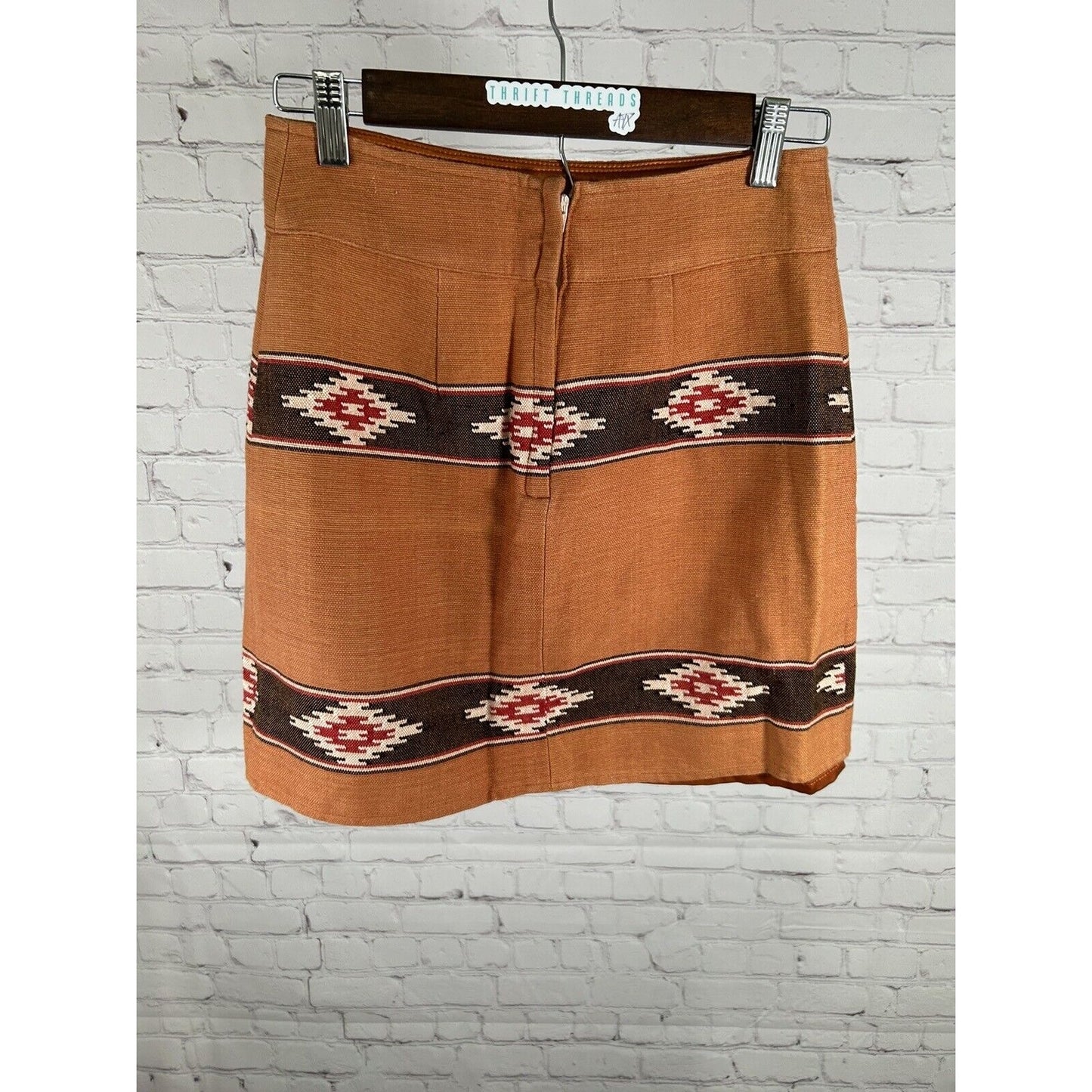 Pearl Southern Couture Burnt Orange Woven The Navajo Skirt A66 Pencil Skirt S