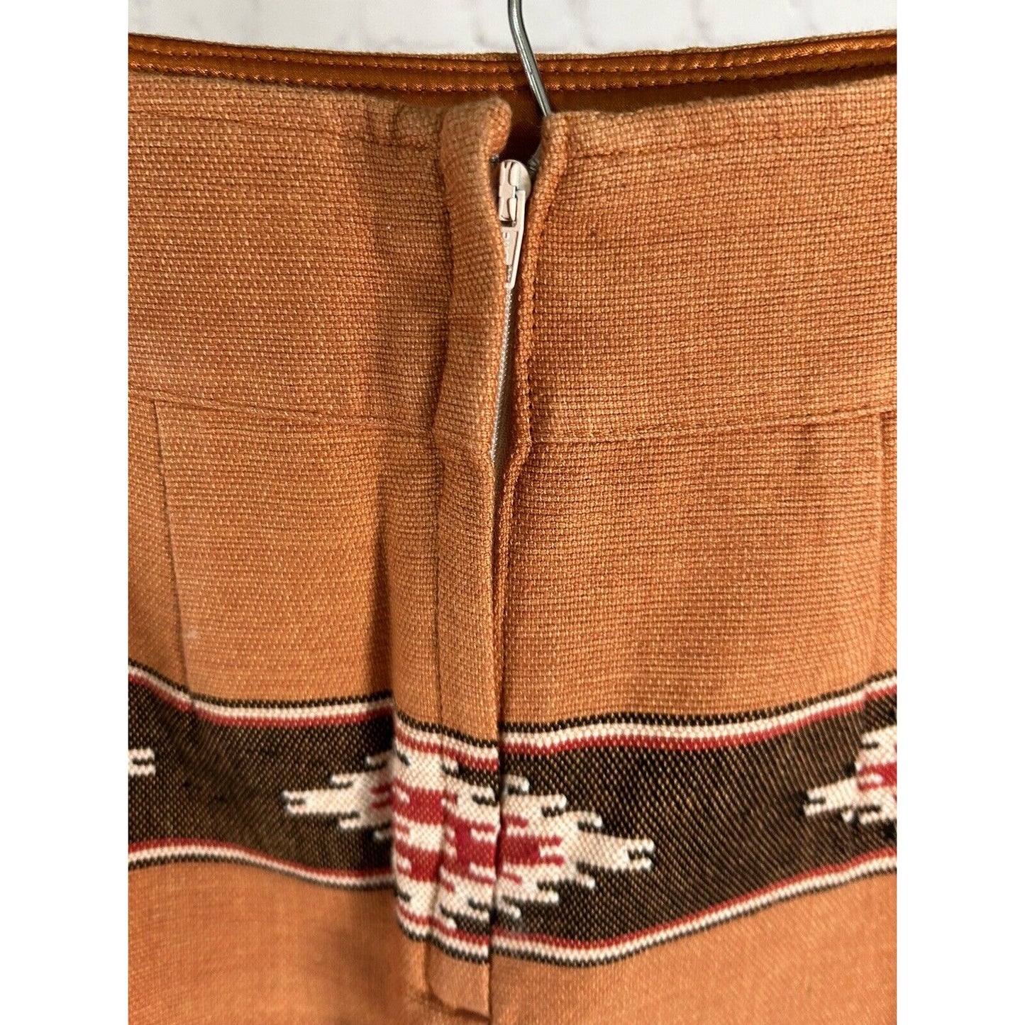 Pearl Southern Couture Burnt Orange Woven The Navajo Skirt A66 Pencil Skirt S