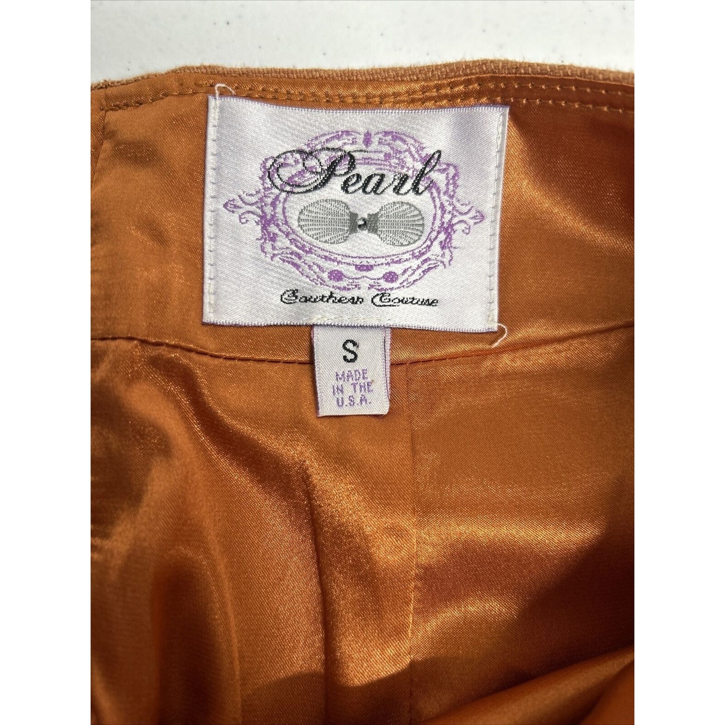 Pearl Southern Couture Burnt Orange Woven The Navajo Skirt A66 Pencil Skirt S