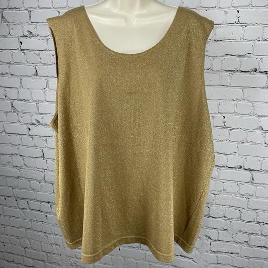 VTG Michael Edwards Tan Gold Metallic Sleeveless Tank Top USA Made Size 3X