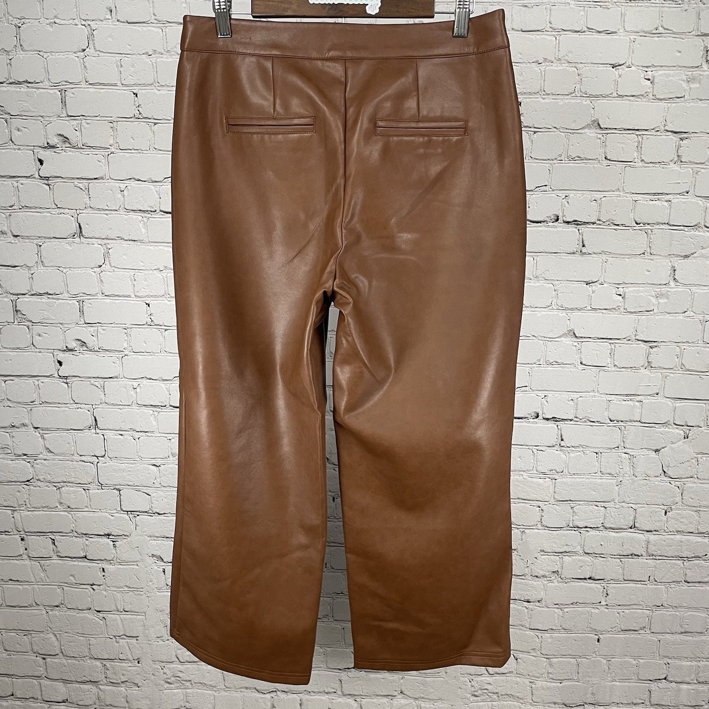 Bagatelle Brown Soft Faux Leather High Rise Crop Wide Leg Pants Medium (32x26)