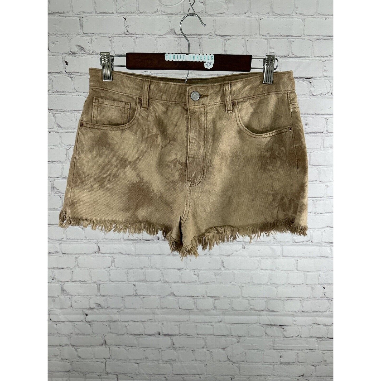 Pacsun High Rise Festival Brown Tie Dye Distressed Denim Jean Shorts 28 (28 x 2)