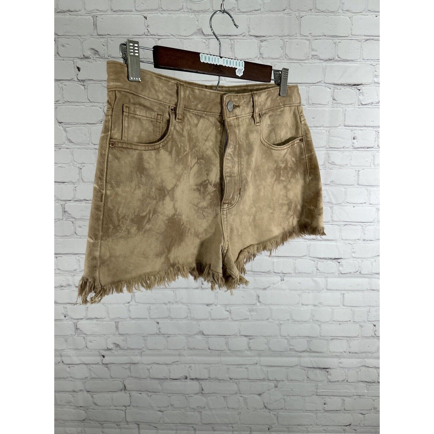 Pacsun High Rise Festival Brown Tie Dye Distressed Denim Jean Shorts 28 (28 x 2)