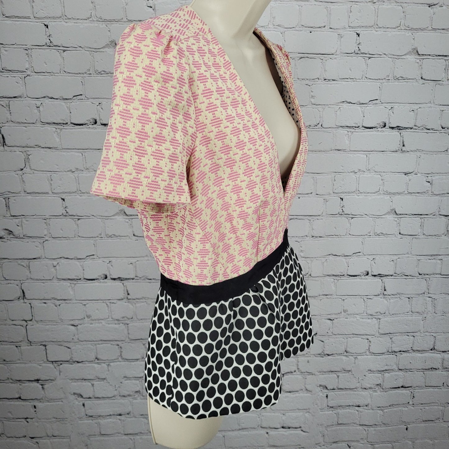 Elevenses Anthropologie Multicolor Print Short Puff Sleeve Lined Jacket Top 10