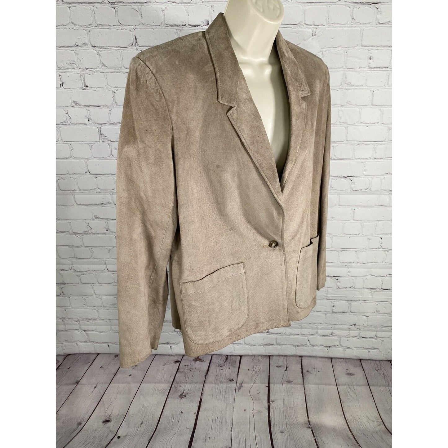 Unbranded Brown 100% Genuine Leather Single Button Blazer Jacket Women’s M