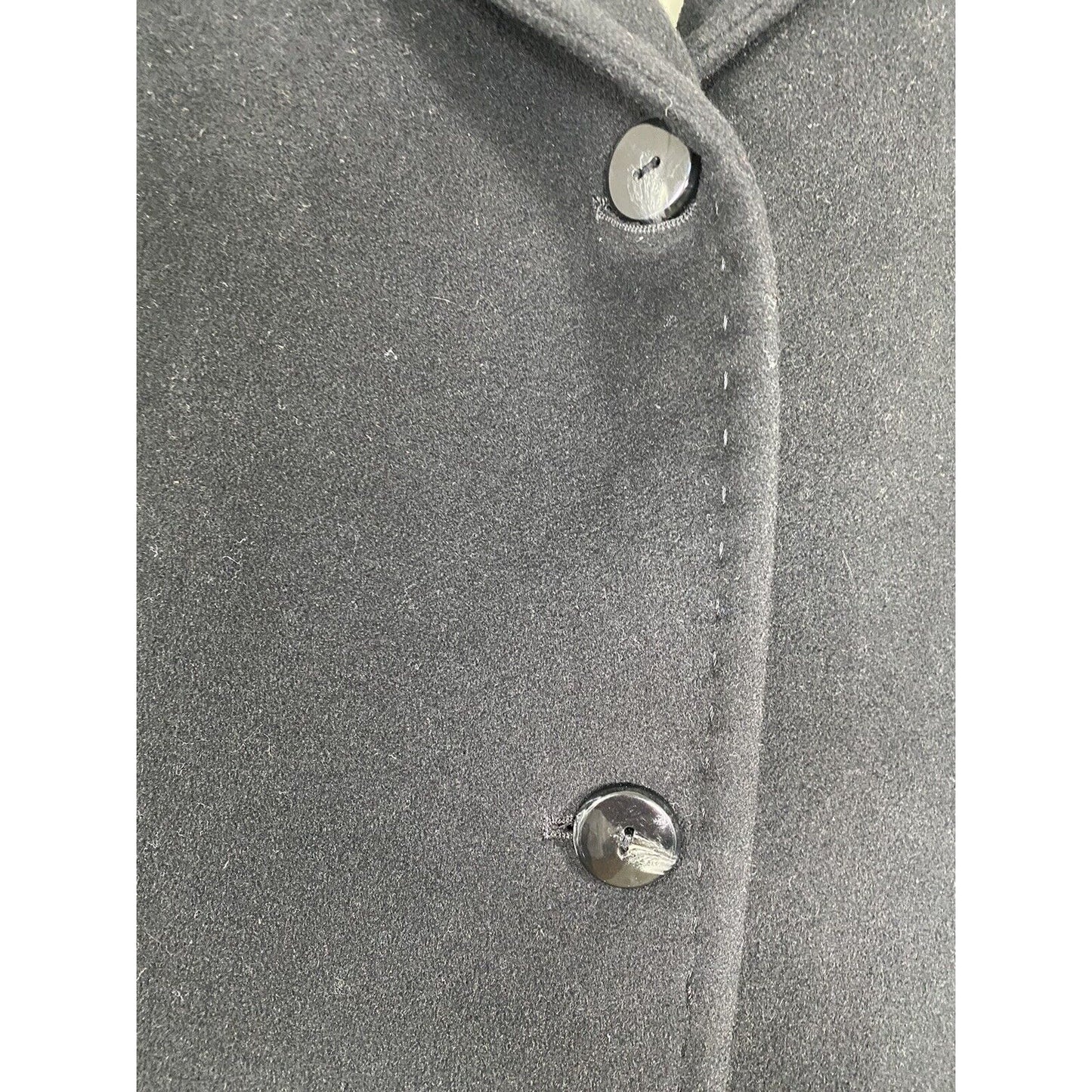 Ellen Tracy Black Wool Blend Collared 4 Button Overcoat Jacket Pockets Size 6