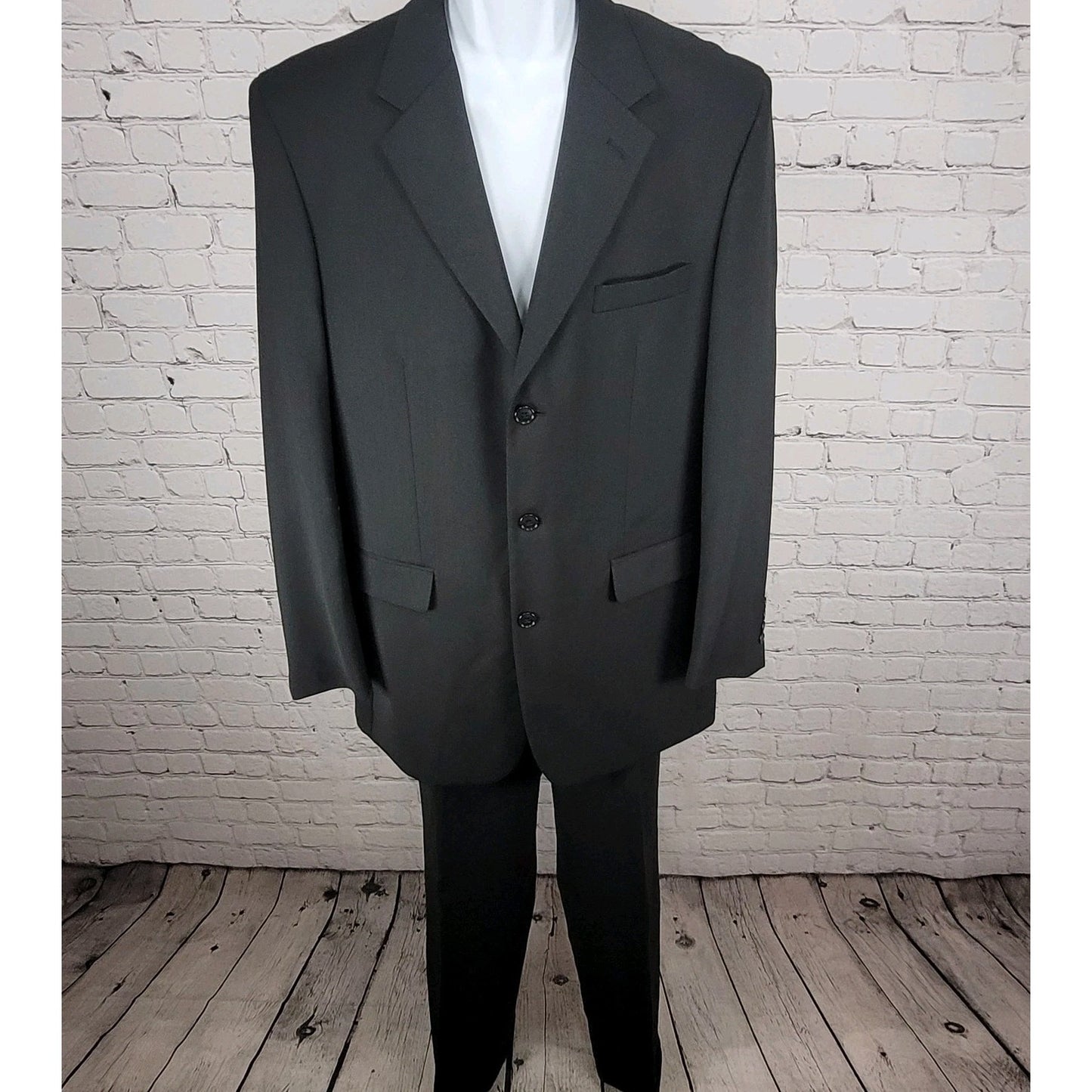 Martina Franca Black 100% Wool 3 Button Blazer Pants 2 Piece Suit 40L (34x32.5)