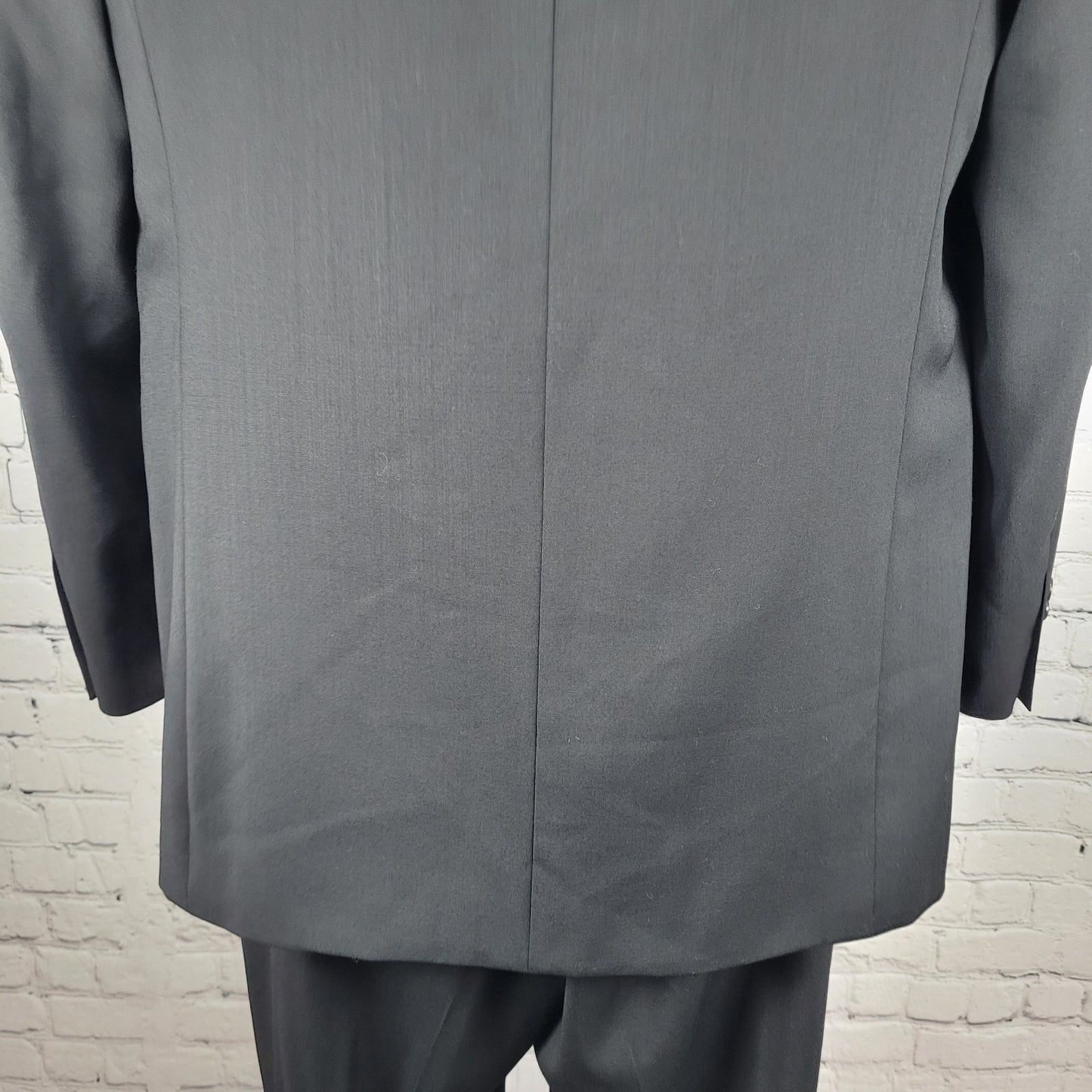 Martina Franca Black 100% Wool 3 Button Blazer Pants 2 Piece Suit 40L (34x32.5)