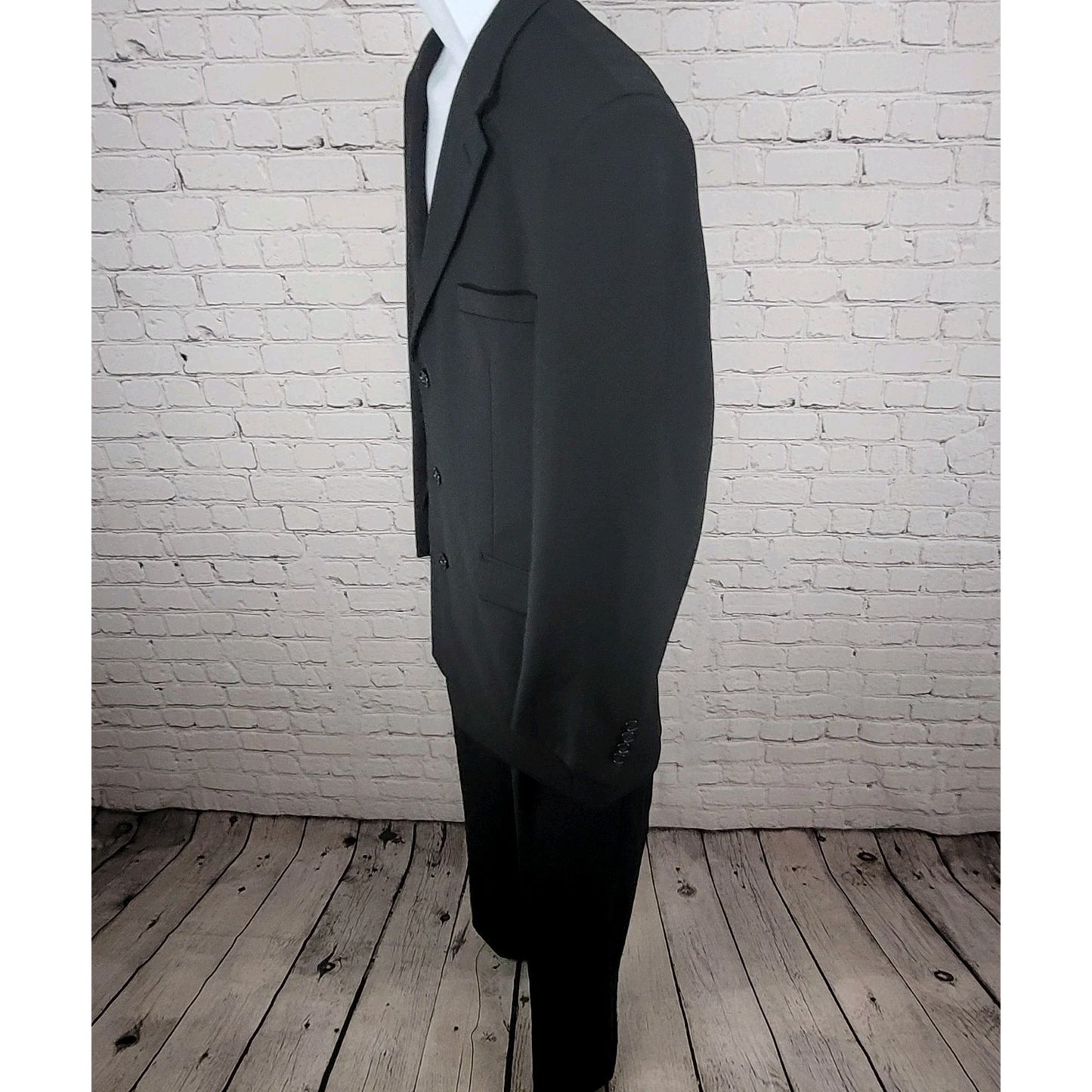 Martina Franca Black 100% Wool 3 Button Blazer Pants 2 Piece Suit 40L (34x32.5)