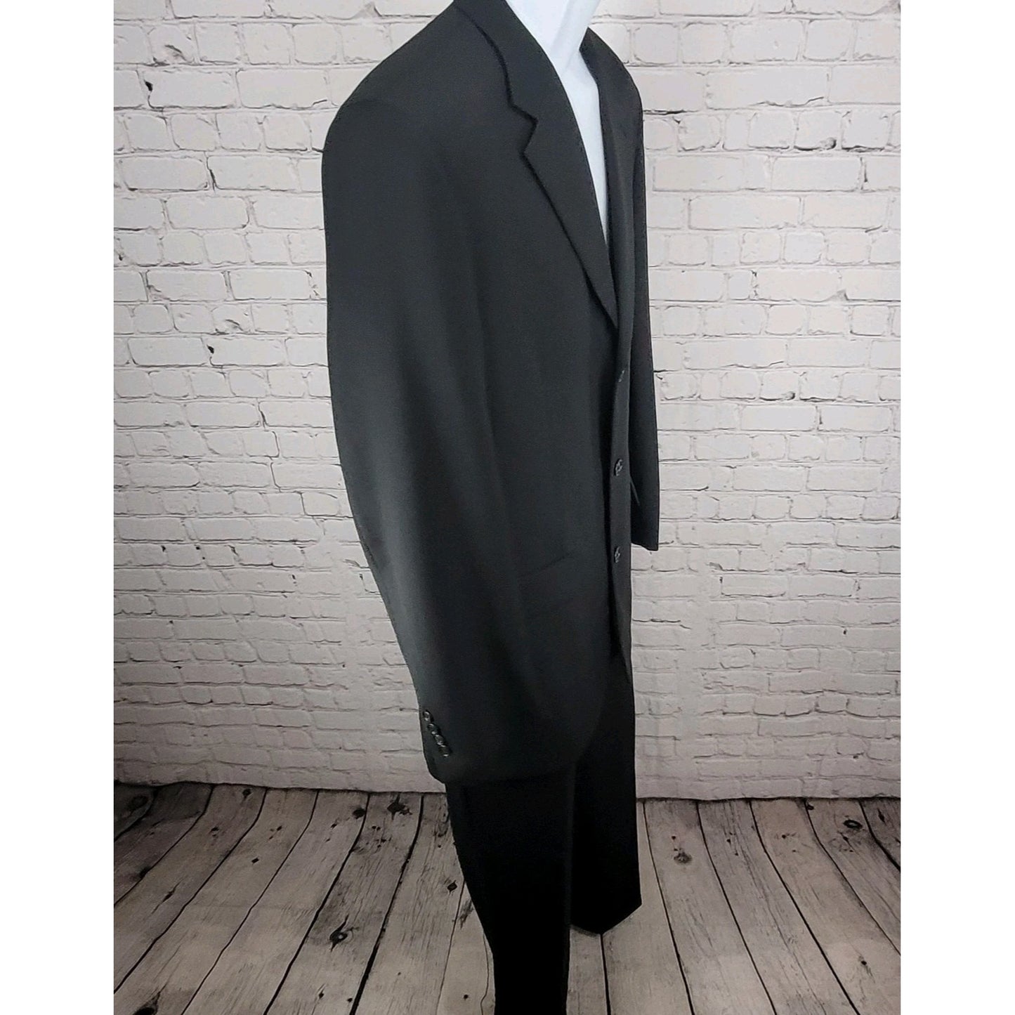 Martina Franca Black 100% Wool 3 Button Blazer Pants 2 Piece Suit 40L (34x32.5)